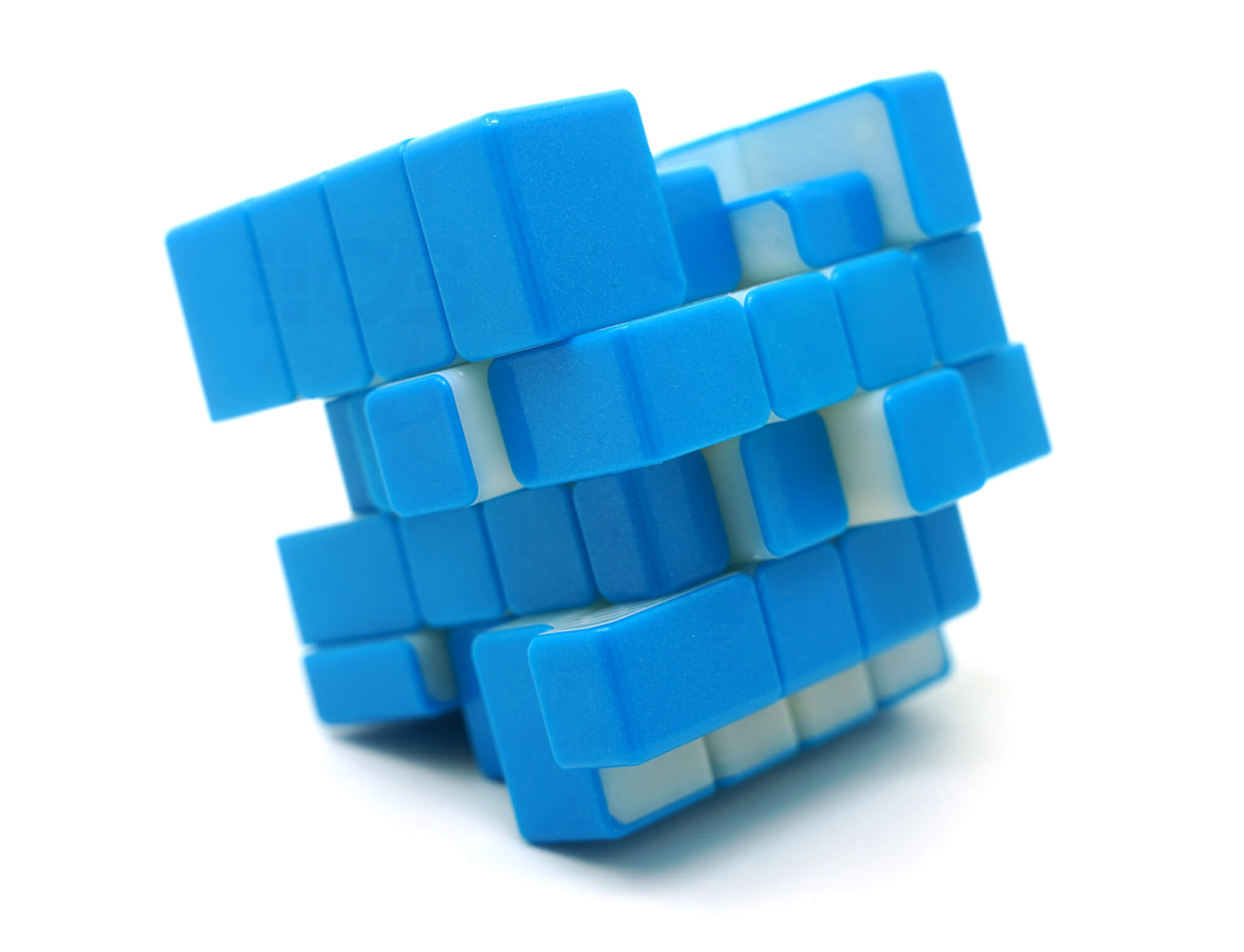 Detalhe do mecanismo Ball Core do Mirror Blocks 4x4 Diansheng azul