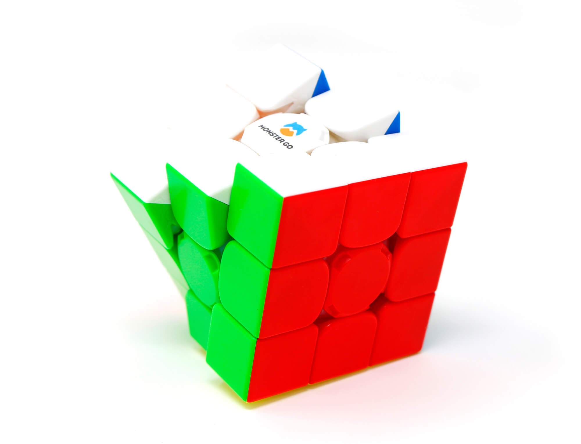 Monster Go AI 3x3 com detalhe das peças coloridas e mecanismo interno