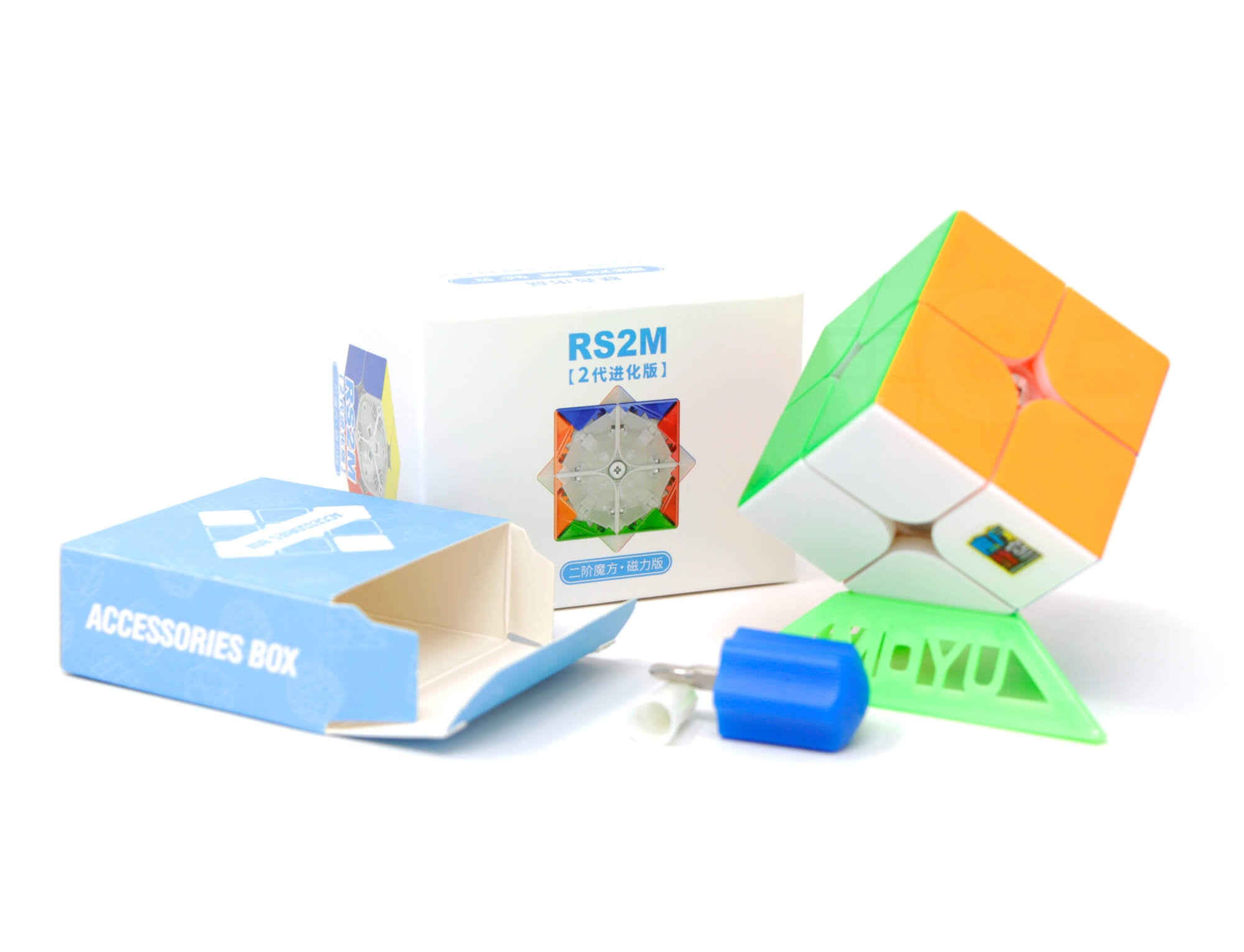 RS2M Evolution 2x2 MoYu stickerless — vista lateral mostrando camadas