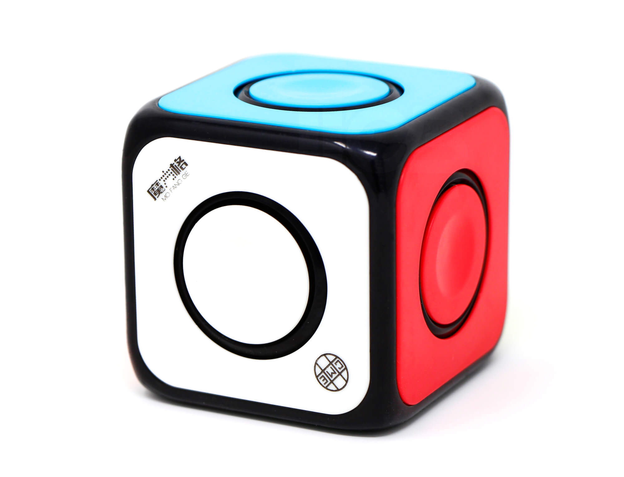 Vista lateral do Cubo O2 Spinner QiYi destacando o mecanismo de rotação dos centros