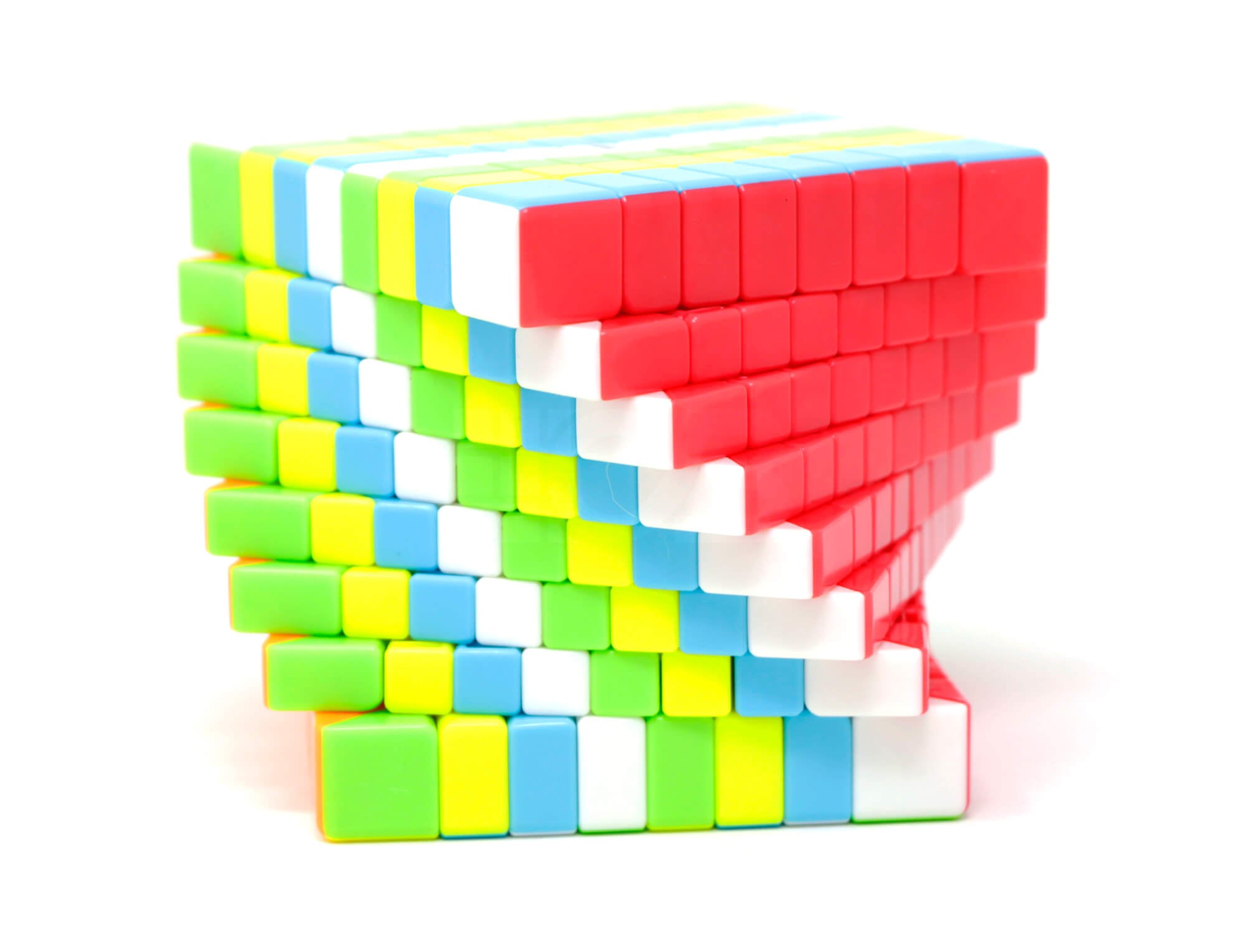 Cubo Mágico 8x8 QiYi — detalhe das peças coloridas e textura da superfície