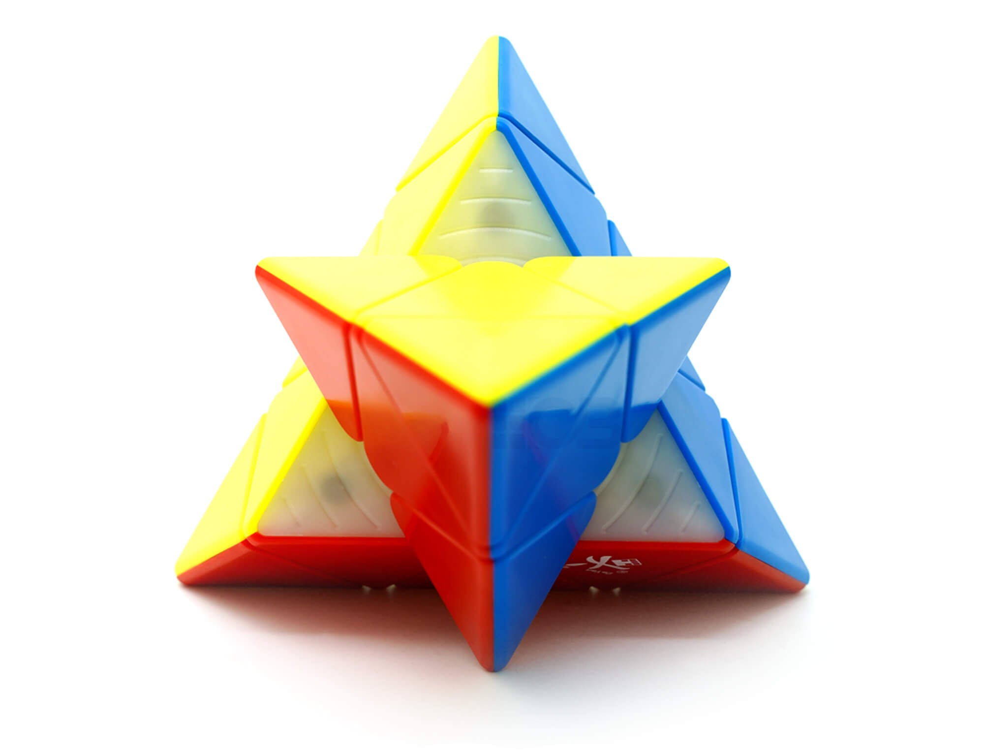 Detalhe do mecanismo interno do Pyraminx DaYan V3M Standard com sistema de molas