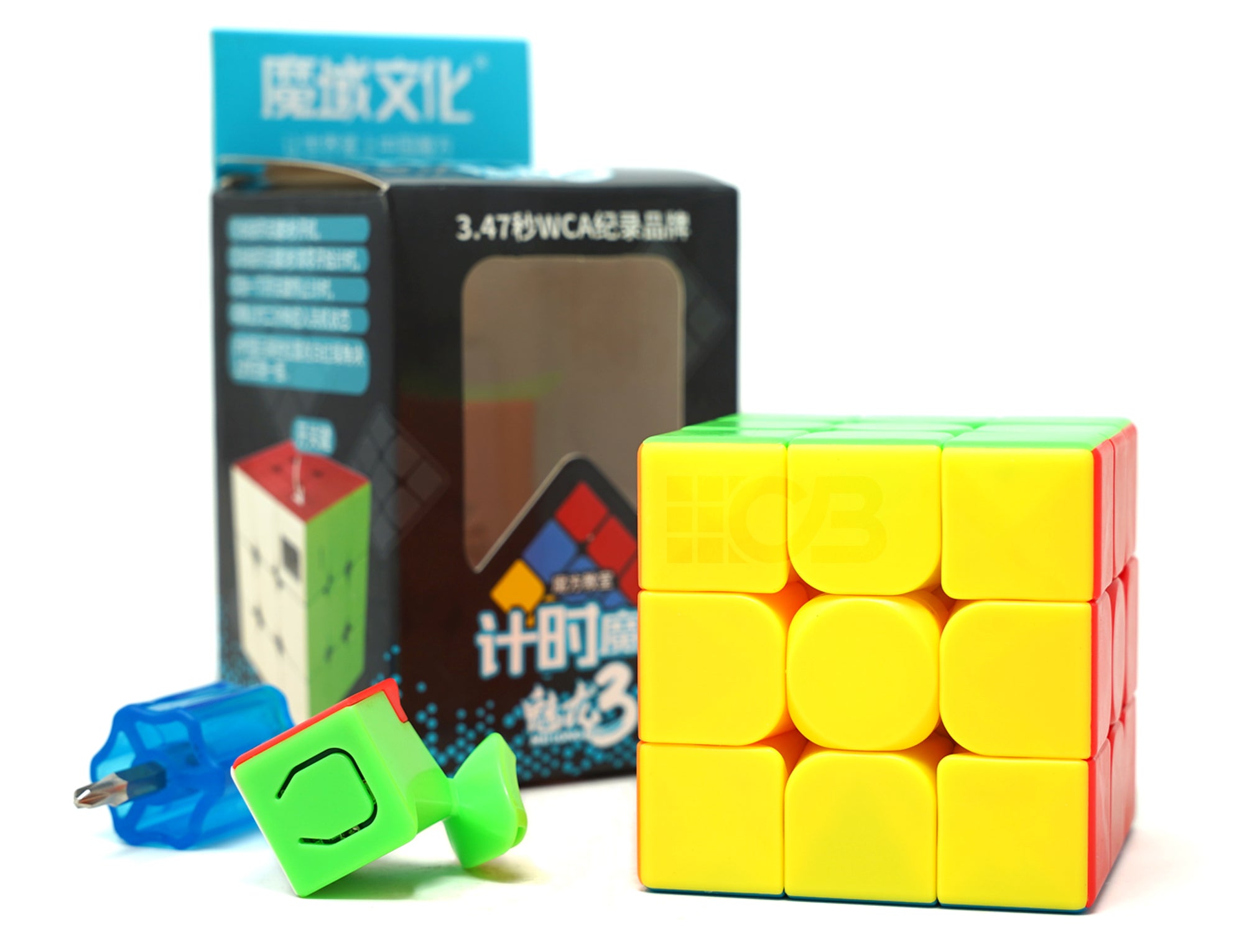 Cubo Mágico MoYu Meilong 3C visto de ângulo mostrando mecanismo e acabamento stickerless