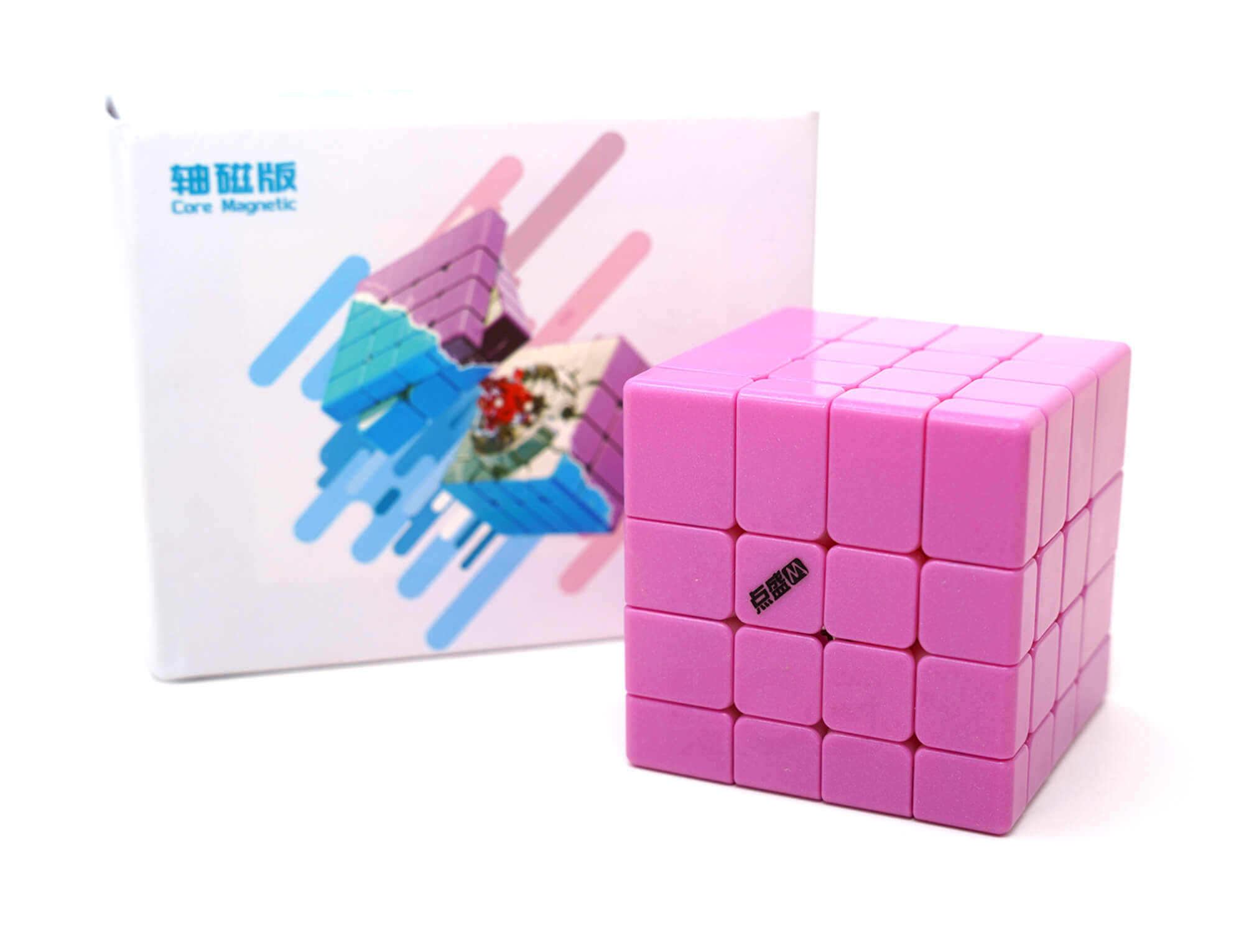Mirror Blocks 4x4 rosa Diansheng na mão para referência de tamanho