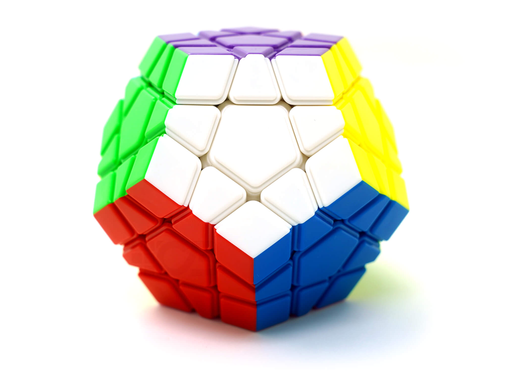 Megaminx YJ Rui Hu Color stickerless — vista frontal mostrando as 12 faces coloridas
