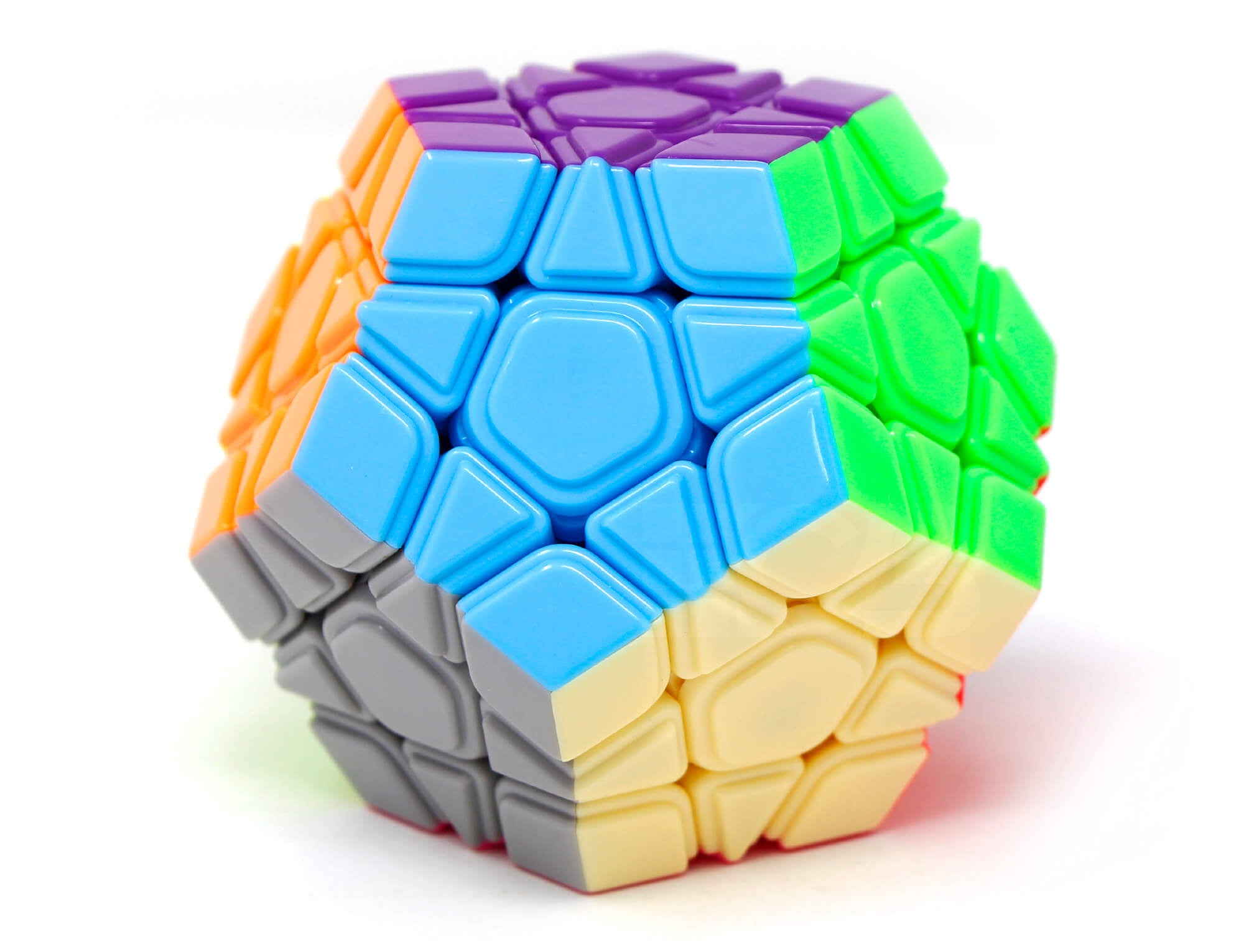 Megaminx Meilong MoYu stickerless — vista posterior com todas as cores do quebra-cabeça