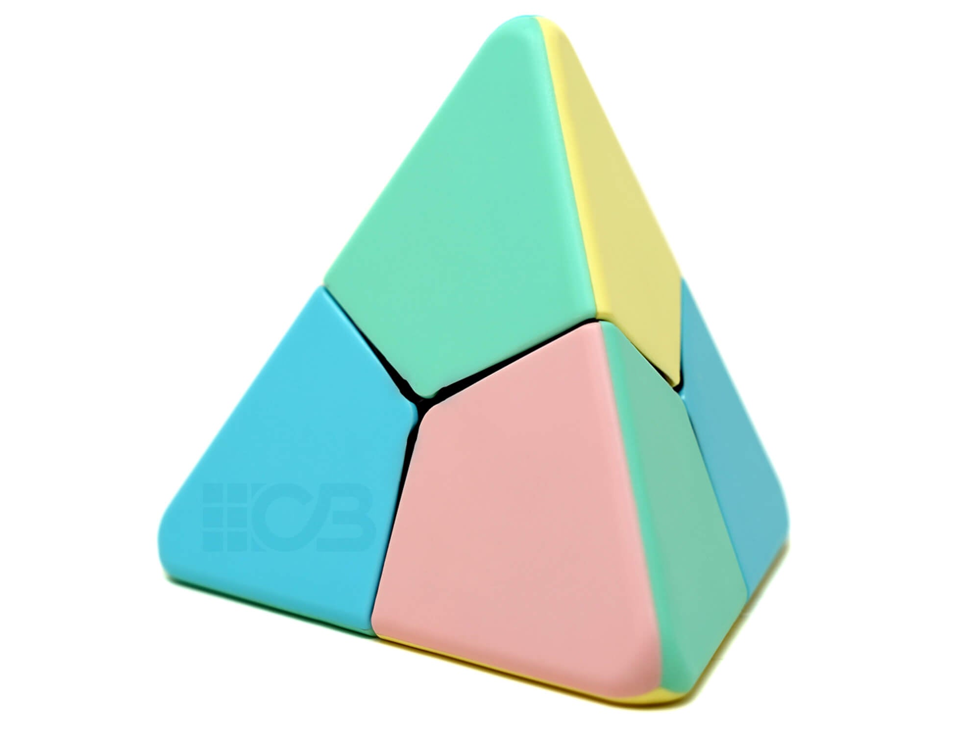 Pyraminx Corner Twist Pastel MoYu — vista frontal mostrando as cores em tons pastel