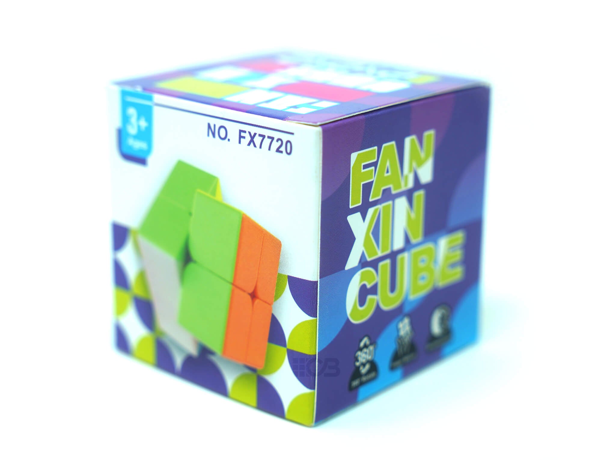 Detalhe das peças coloridas do Cubo Mágico 2x2 Fanxin stickerless