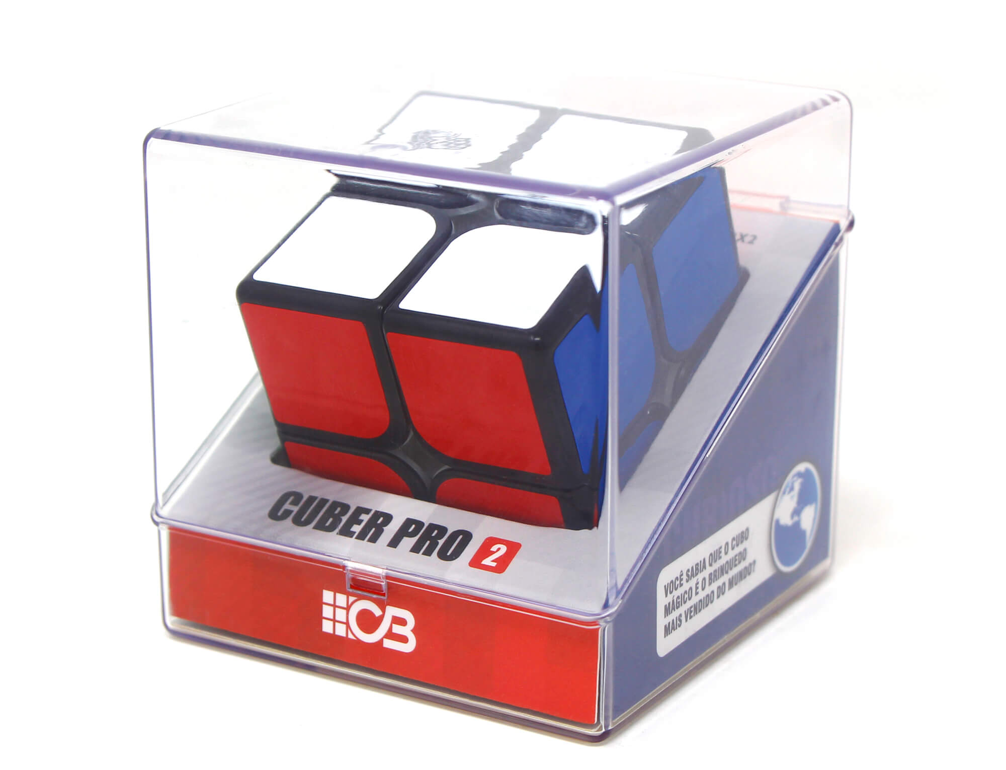 Cubo Mágico 2x2 Stickerless Cuber Pro com as faces coloridas à mostra sobre fundo branco