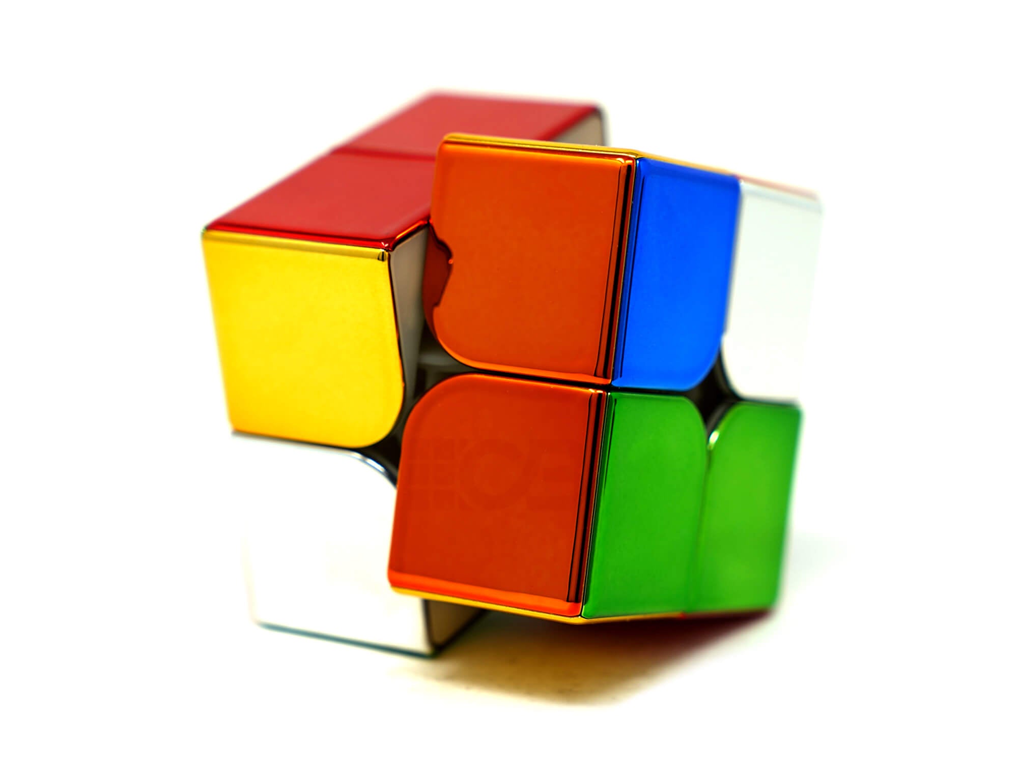 Cubo Mágico 2x2 SengSo Legend M Metálico Magnético — vista frontal com acabamento espelhado