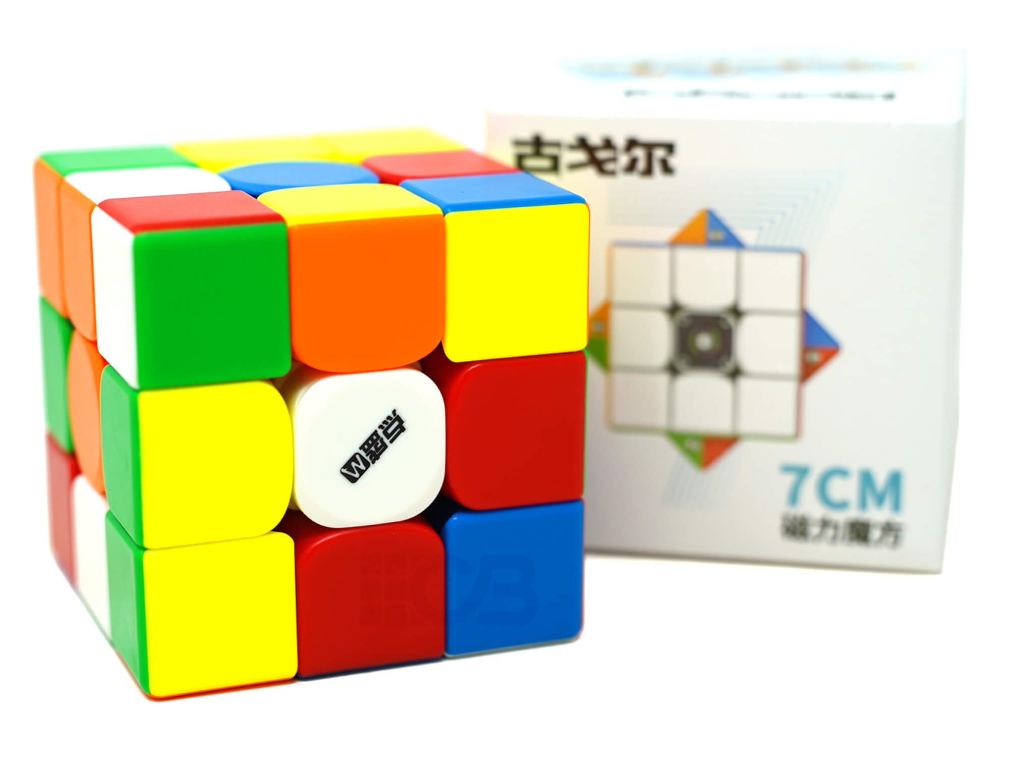 Cubo Mágico 3x3 Diansheng Googol 7 cm stickerless — vista frontal mostrando as peças coloridas