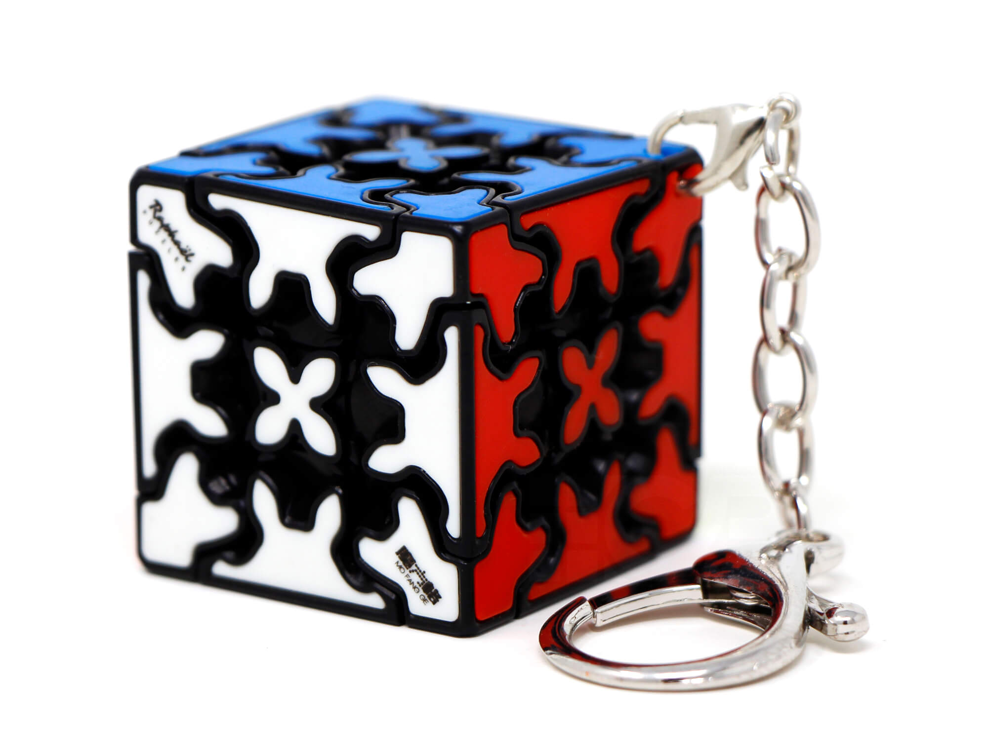 Gear Cube 3x3 Chaveiro QiYi com argola metálica para prender nas chaves