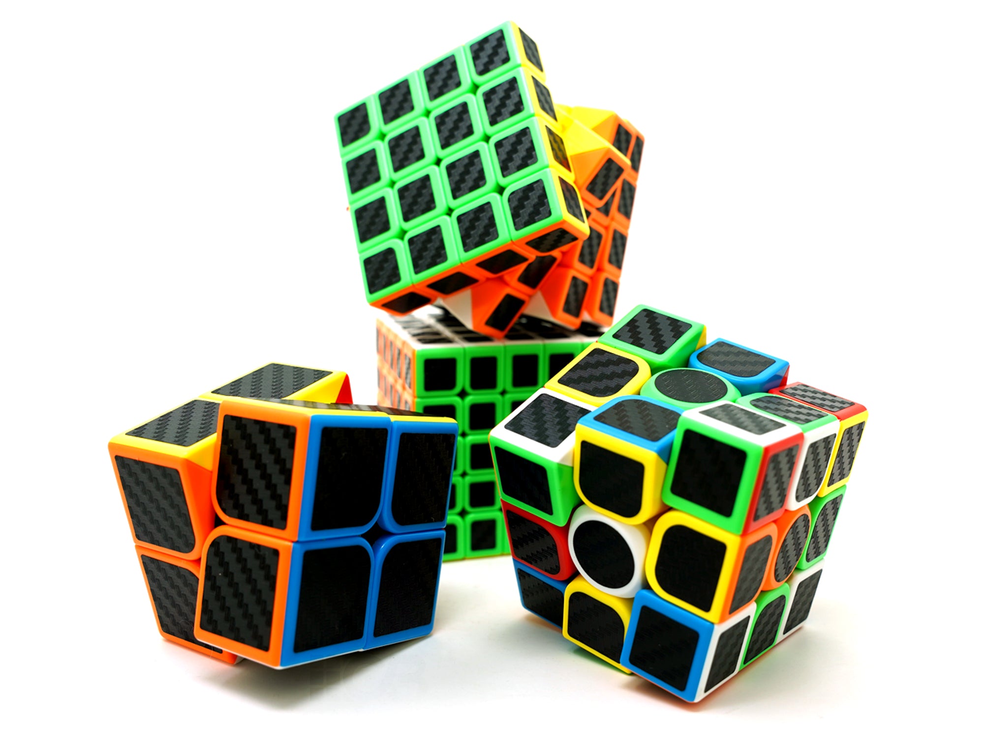 Kit Cubos Mágicos 2x2 + 3x3 + 4x4 + 5x5 MeiLong Carbon MoYu