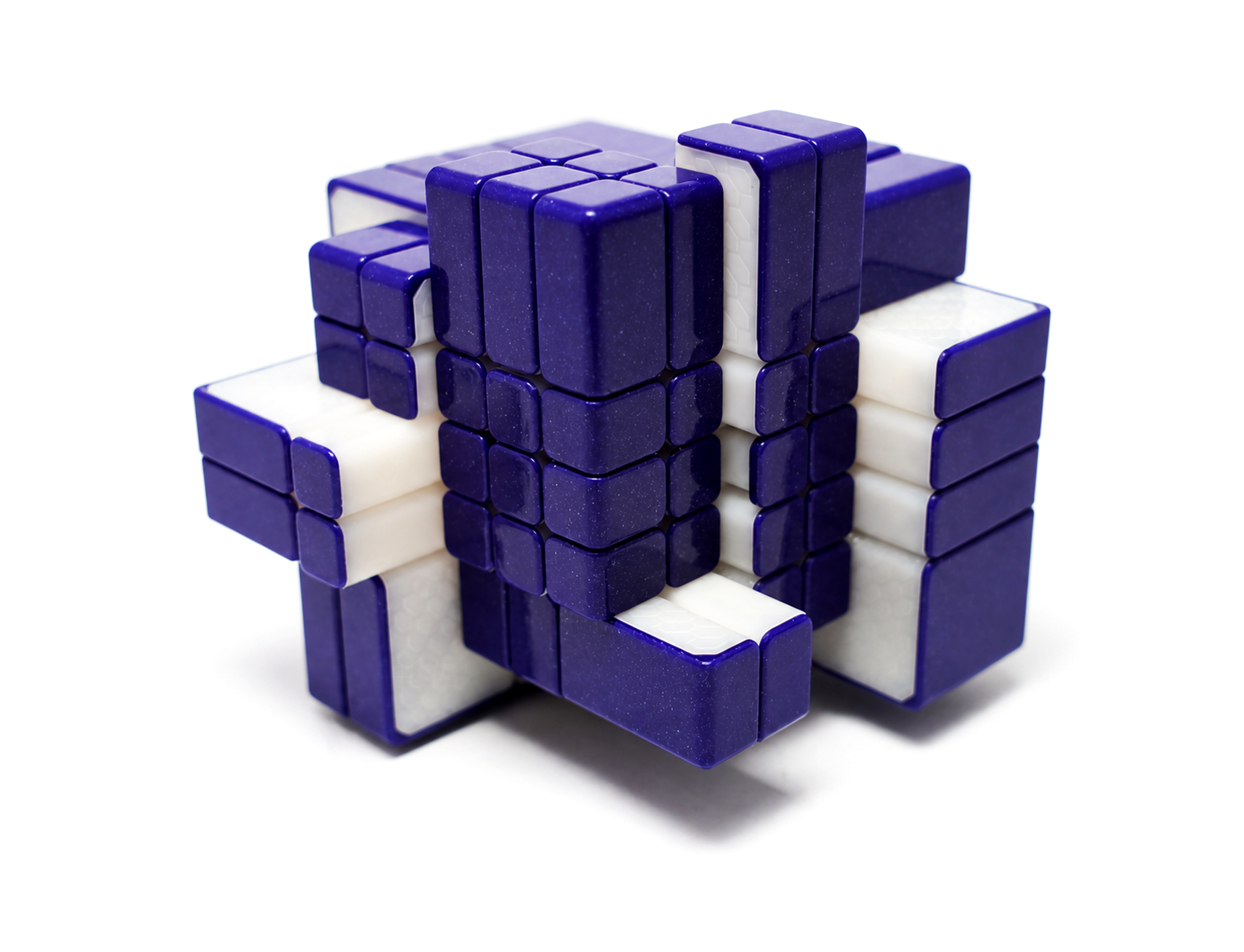 Detalhe das peças do Mirror Blocks 5x5 Galaxy Cluster roxo DianSheng