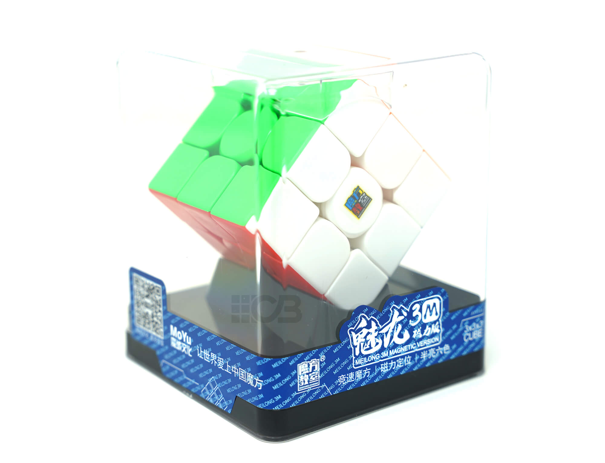 Cubo Mágico 3x3 MoYu Meilong Magnético stickerless — vista frontal mostrando as peças coloridas