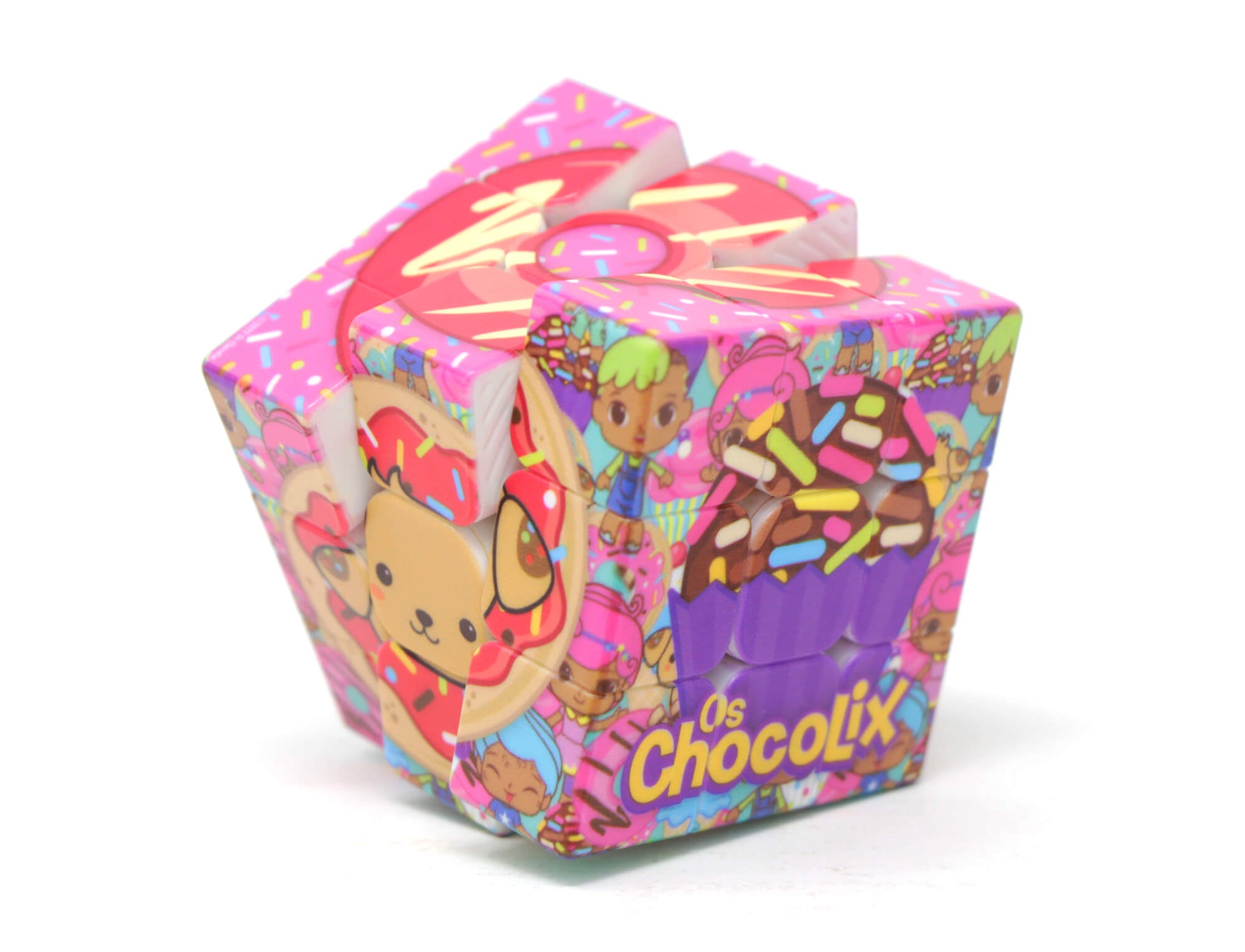 Cubo Mágico 3x3 personalizado Os Chocolix — vista frontal do modelo 1