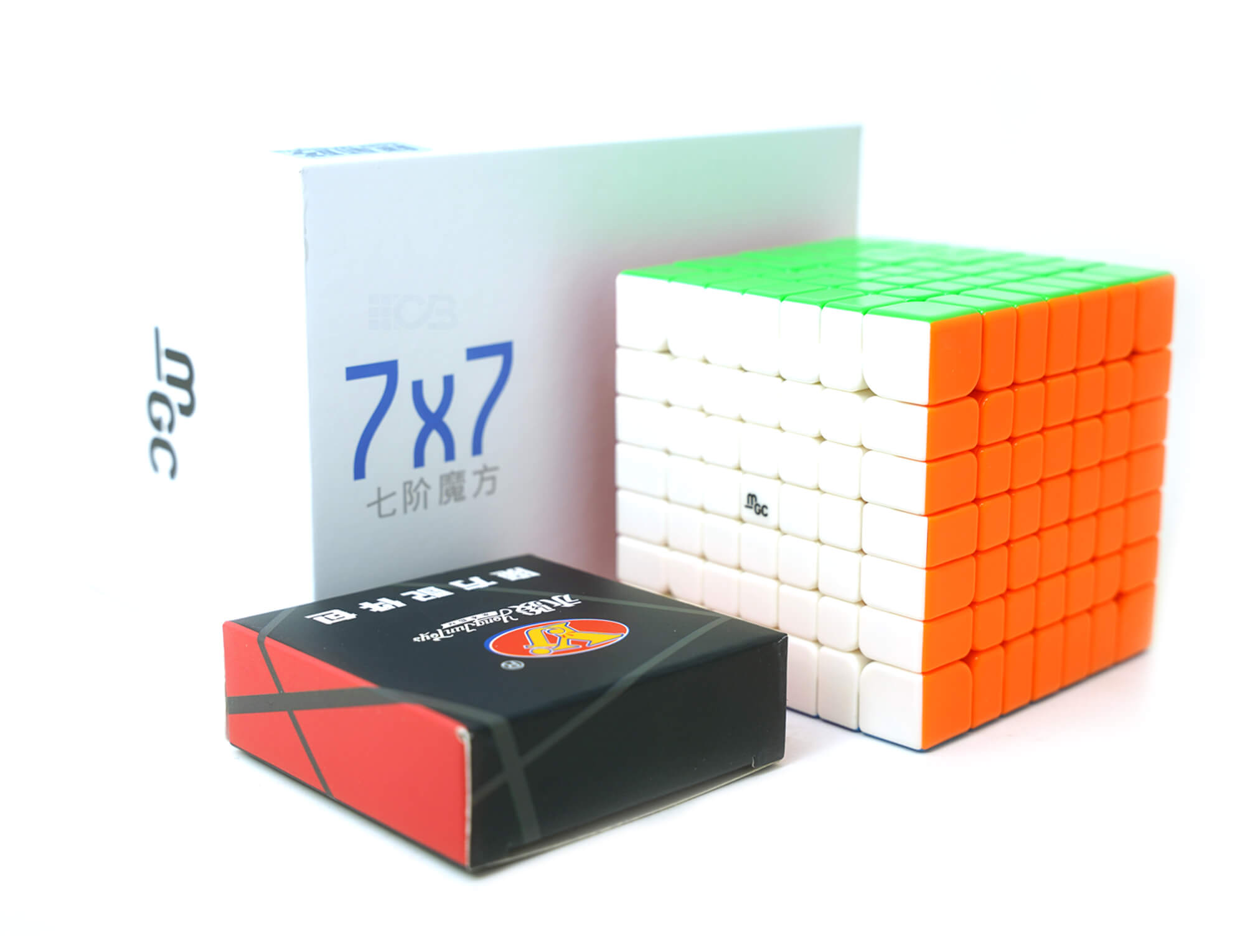 Cubo Mágico 7x7 YJ MGC Ball Core Magnético stickerless — vista frontal mostrando as 7 camadas coloridas