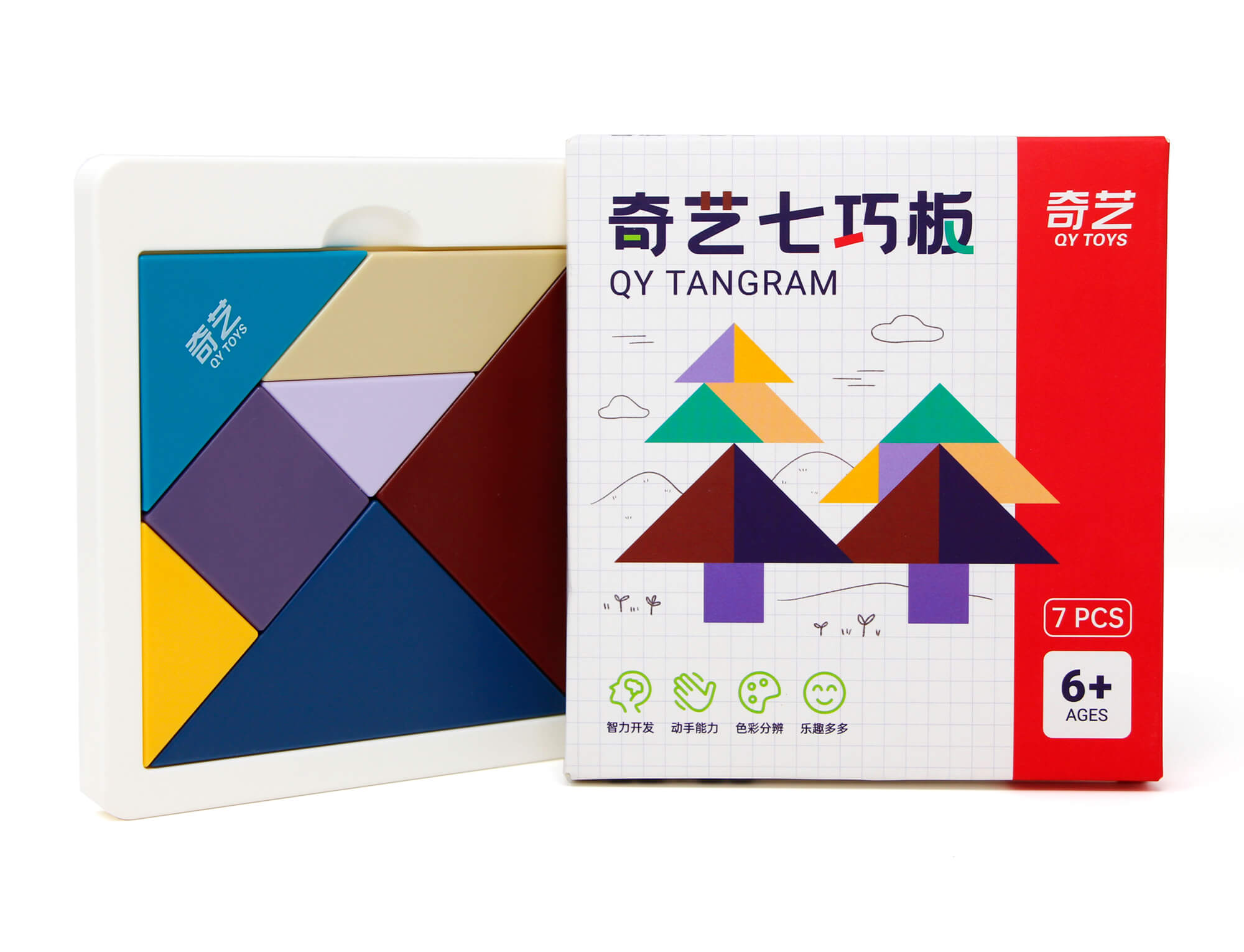 Tangram QiYi com peças organizadas dentro da embalagem