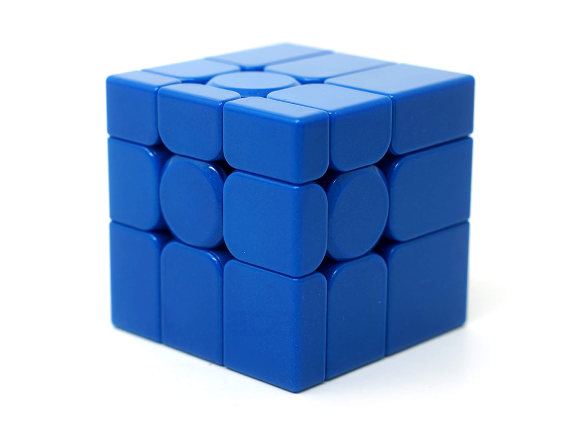 Mirror Blocks 3x3 MoYu V2 Magnético Azul UV — vista frontal do cubo montado