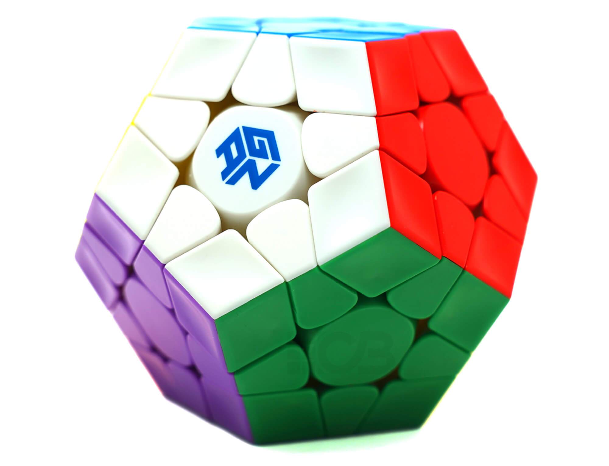 Detalhe das camadas do Megaminx GAN Magnético com peças multicoloridas