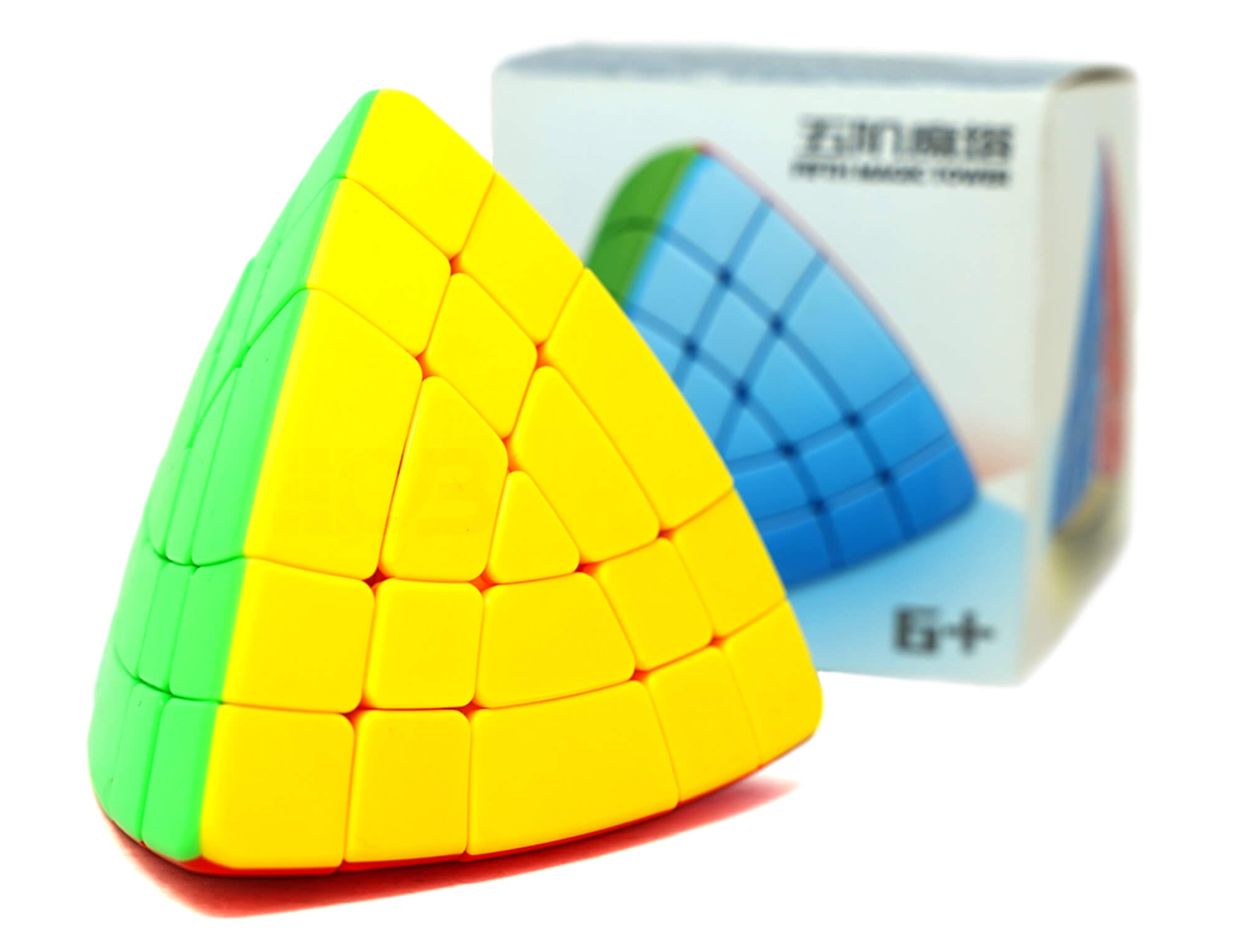 Detalhe do mecanismo e das camadas do Pyraminx 5x5 Magic Tower Shengshou