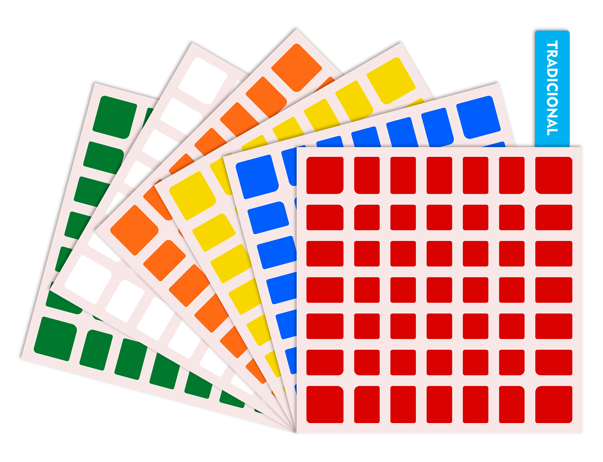 Kit de adesivos de reposição para Cubo Mágico 7x7 70 mm — vista frontal da embalagem