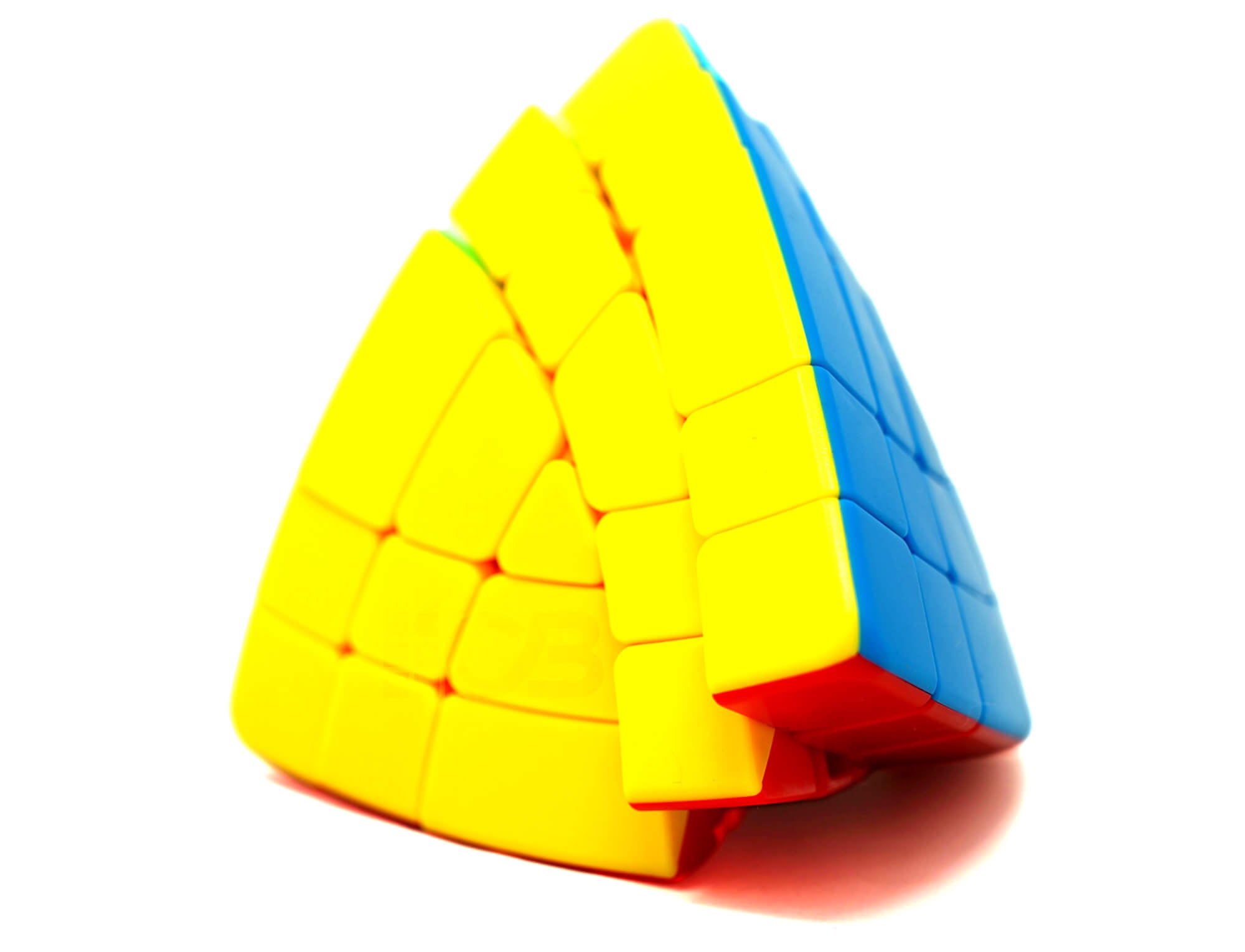 Pyraminx 5x5 Magic Tower Shengshou em formato de torre piramidal com peças coloridas stickerless