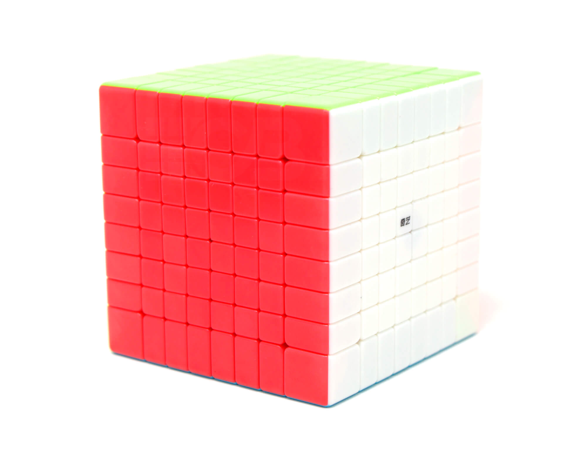 Cubo Mágico 8x8 QiYi stickerless — vista superior com todas as cores visíveis