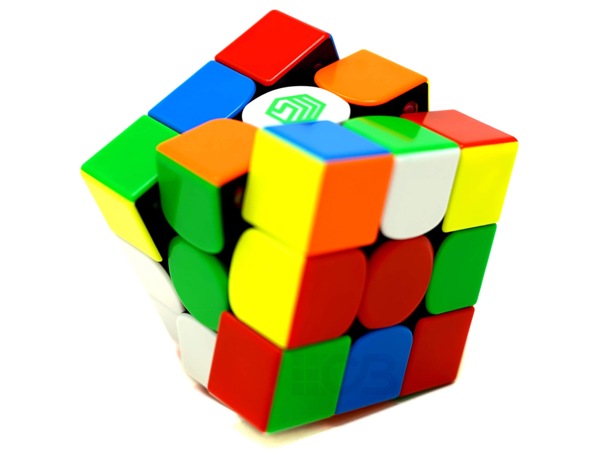 Cubo Mágico 3x3 MSCube MS-3R Magnético em vista frontal mostrando as faces coloridas stickerless