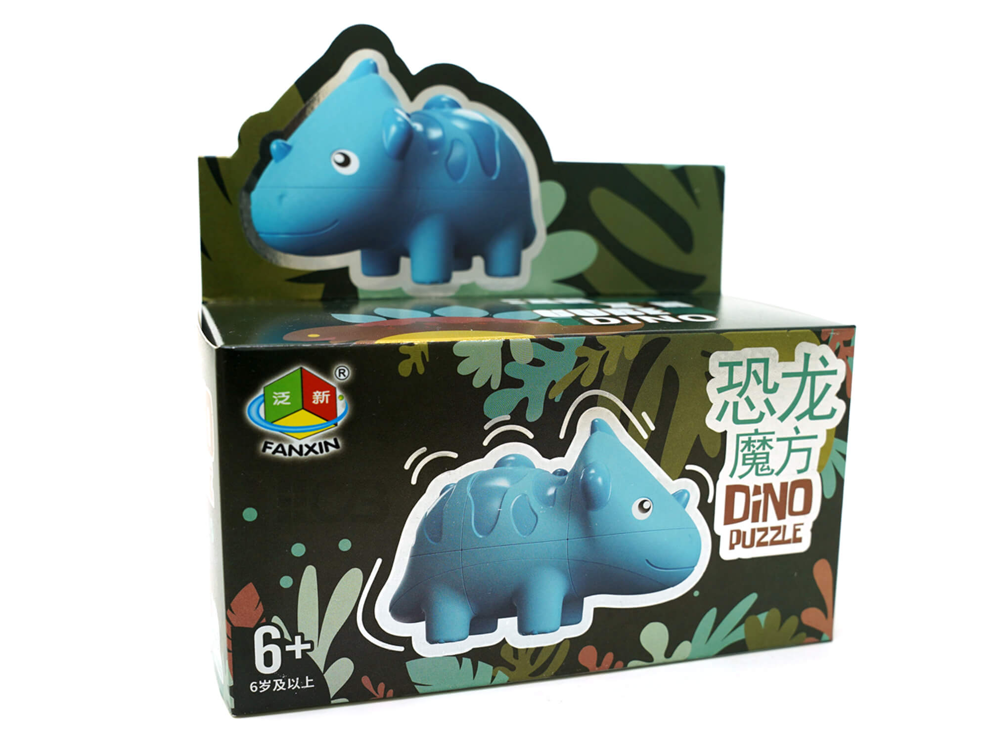 Embalagem do Cubo Mágico Fanxin 2x2x3 Dino Estiracossauro com arte temática de dinossauro
