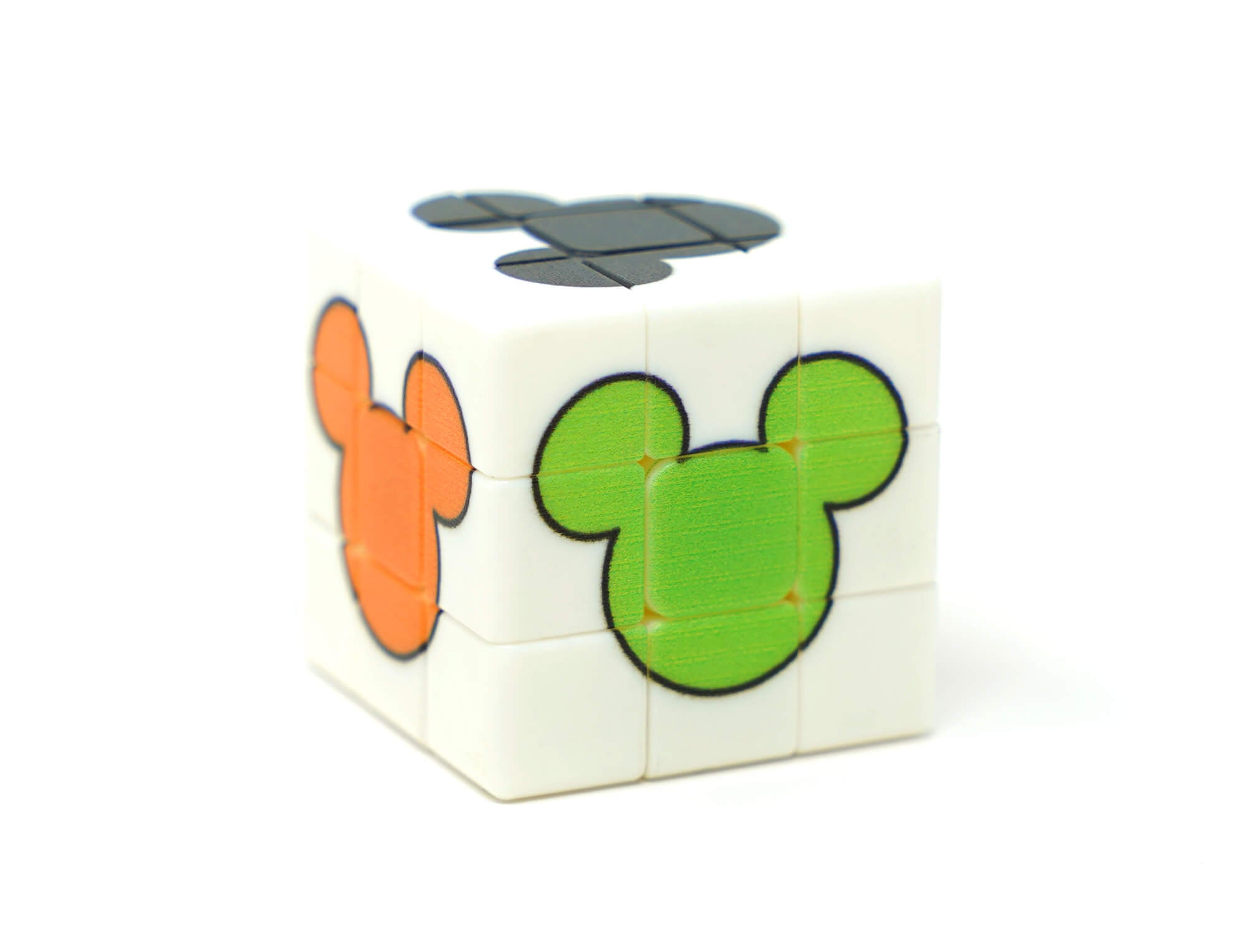 Vista lateral do mini cubo mágico Mouse com personalização impressa diretamente na face