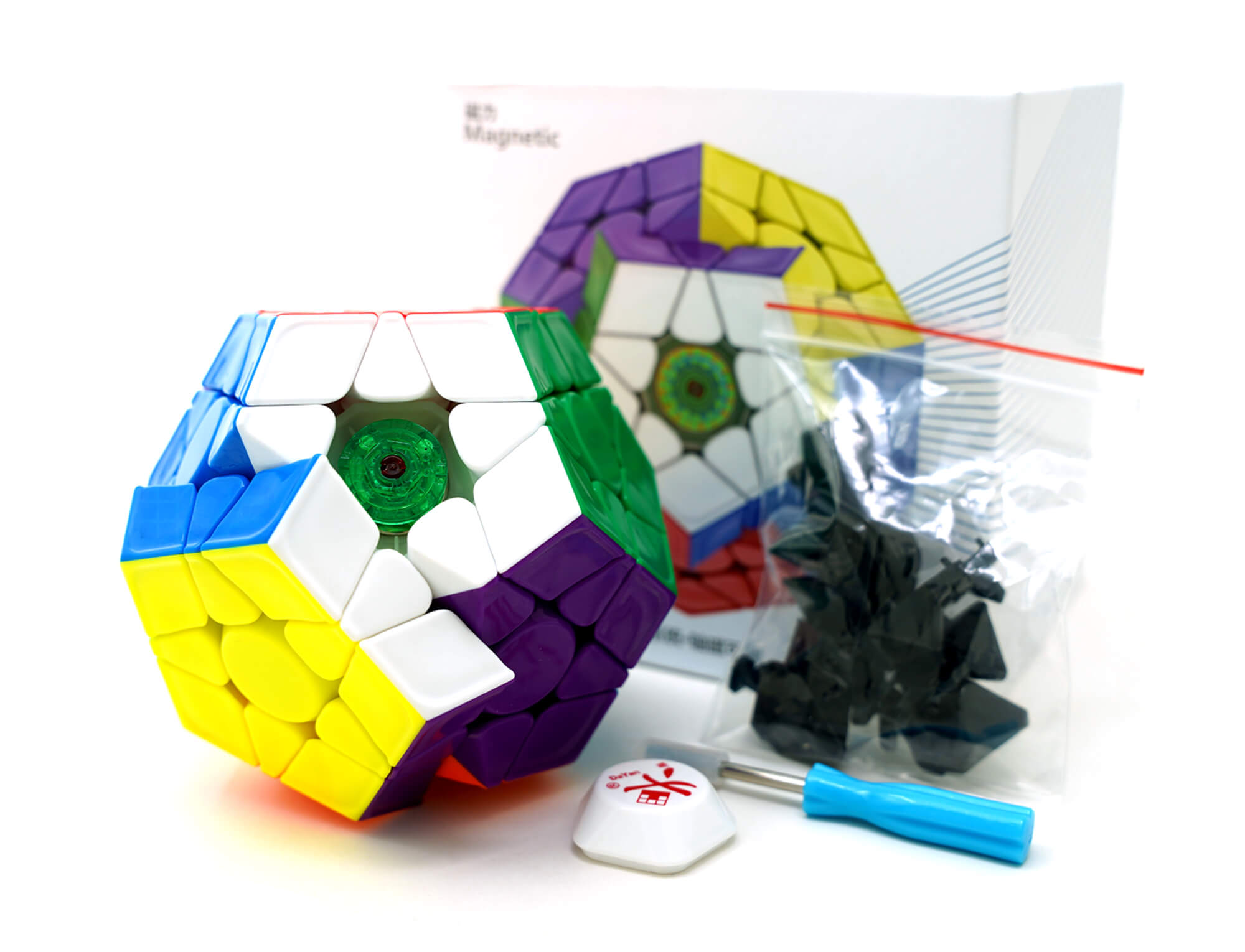 Megaminx WuMo Pro+ posicionado sobre superfície plana para referência de tamanho