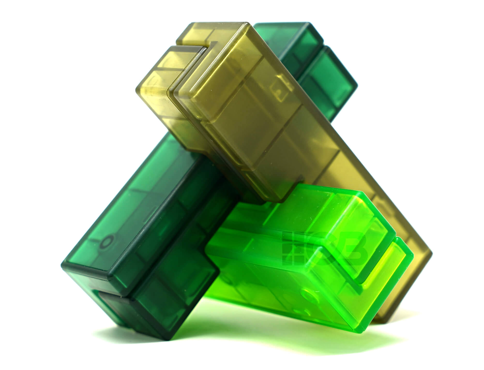 Kong Ming Lock Hidden QiYi — vista lateral destacando o acabamento em plástico translúcido