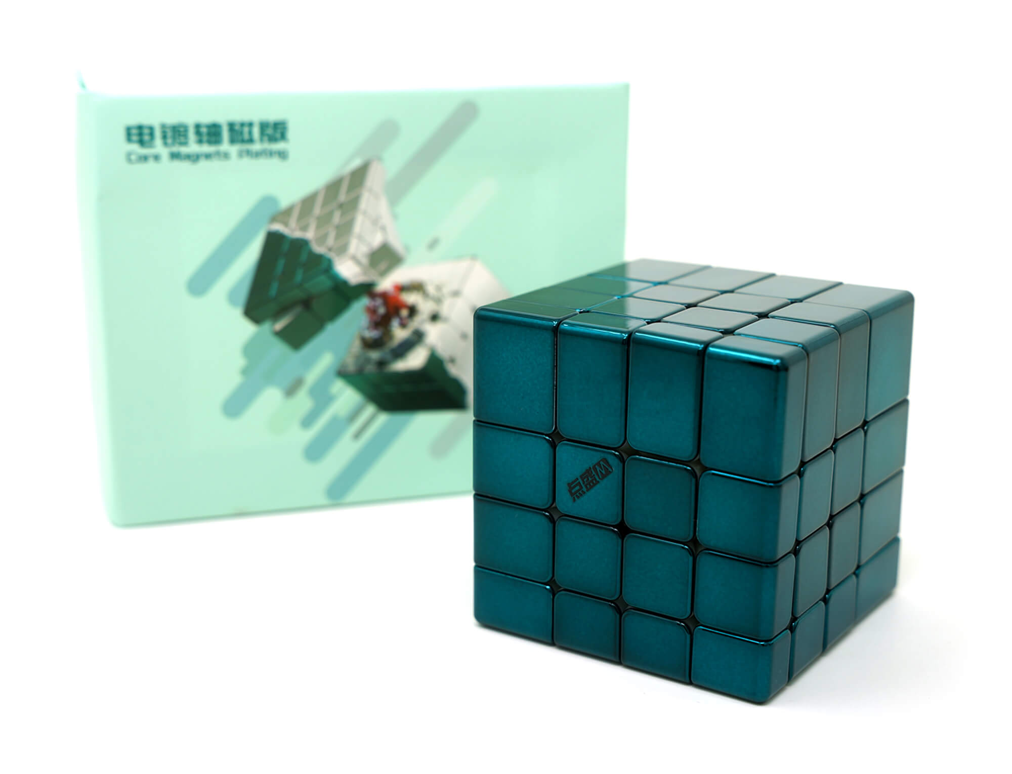 Cubo mágico Mirror Blocks 4x4 verde metálico Diansheng — ângulo superior