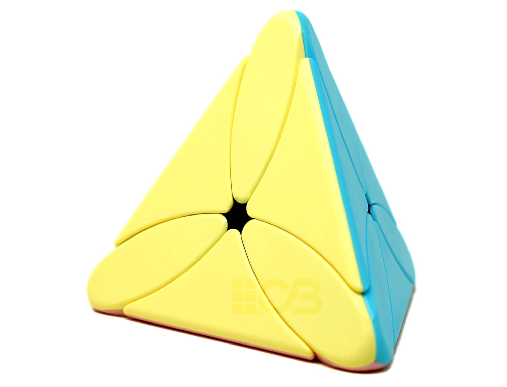 Pyraminx Maple Leaf MoYu — vista traseira mostrando a geometria da modificação de formato