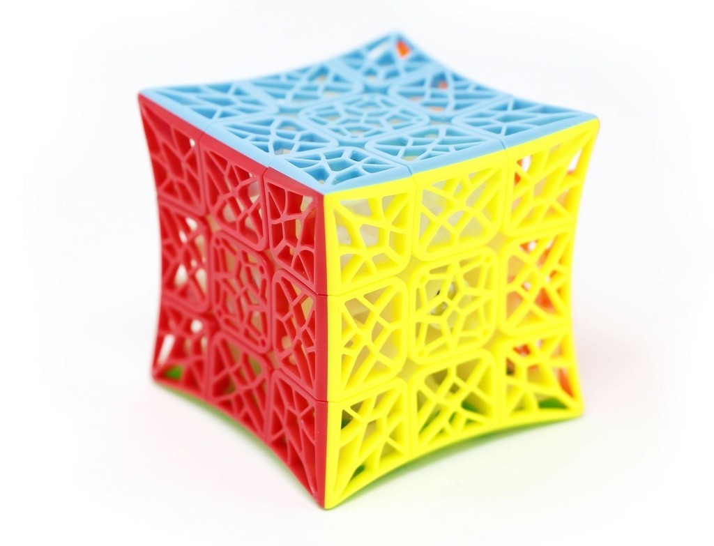 Detalhe das peças côncavas e vazadas do Cubo Mágico QiYi DNA Côncavo 3x3
