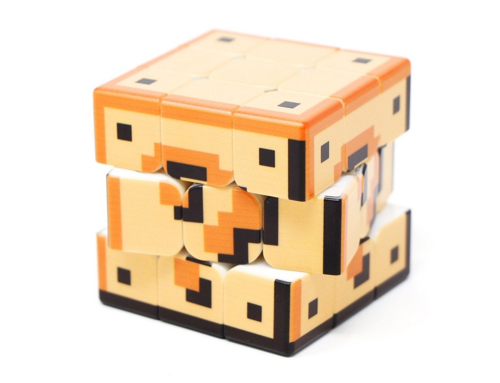 Cubo Mágico 3x3 Question Block Vinci Cube com impressão UV do bloco de interrogação do Mario, vista frontal