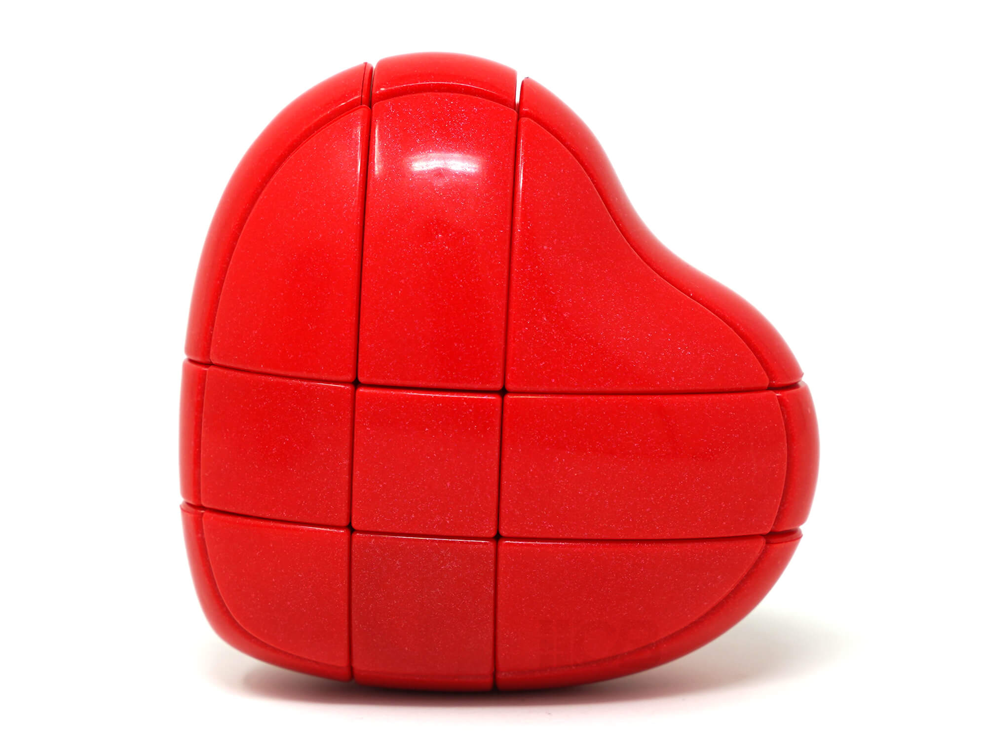 Coração 3x3 YJ vermelho visto de cima, com o formato de coração em destaque