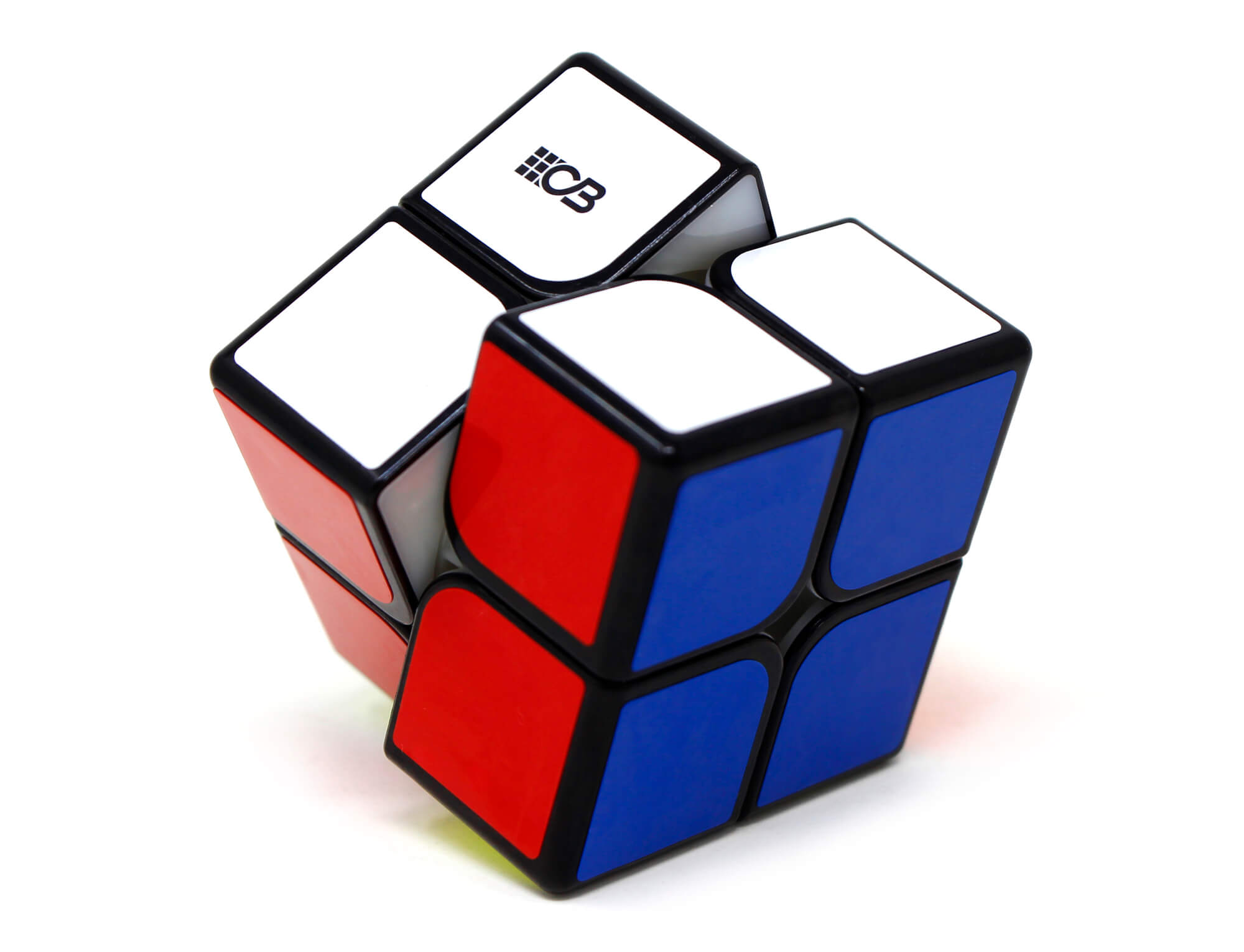 Vista lateral do Cubo Mágico 2x2 Cuber Pro mostrando o acabamento stickerless em destaque