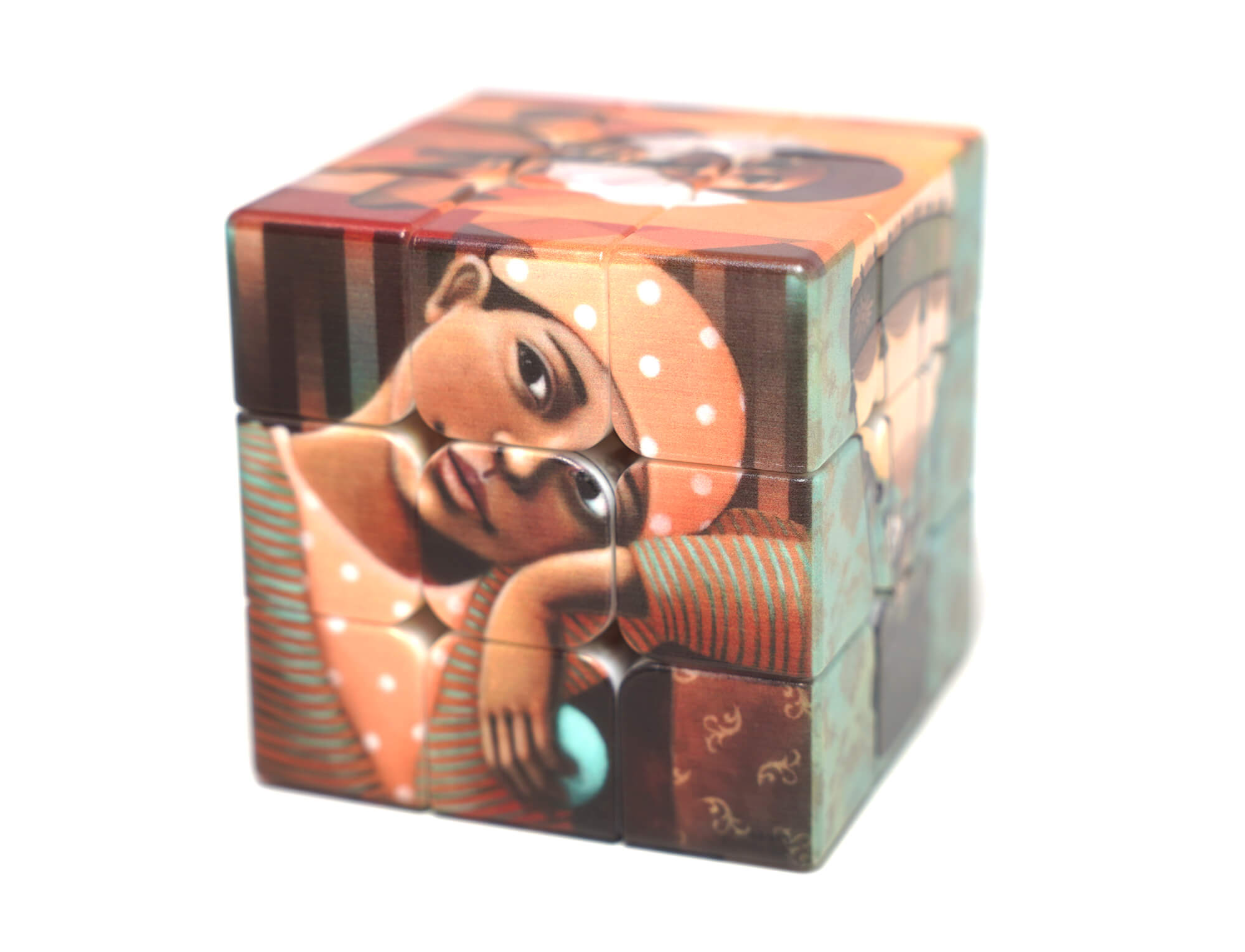 Cubo Mágico Personalizado Circo Vinci Cube — ângulo lateral mostrando a qualidade da impressão