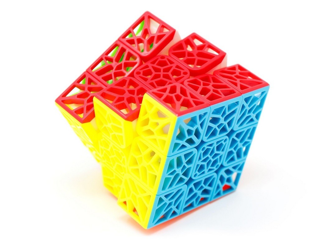 Cubo Mágico QiYi DNA Cube 3x3 stickerless com design vazado em treliça e formato côncavo