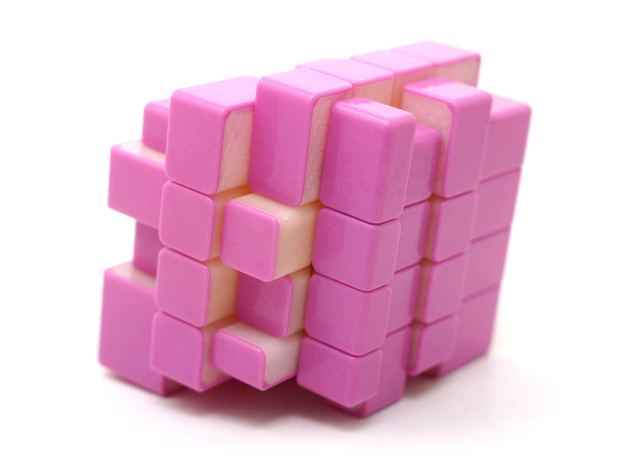 Detalhe do mecanismo Ball Core magnético do Mirror Blocks 4x4 Diansheng rosa