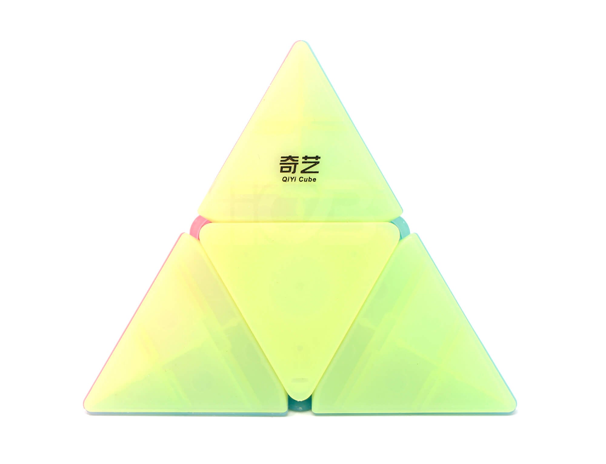 Pyraminx Jelly QiYi em formato de pirâmide com peças translúcidas coloridas