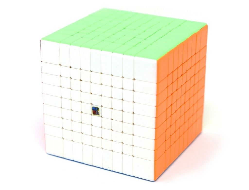 Detalhe das peças stickerless coloridas do Cubo Mágico 9x9 Meilong MoYu