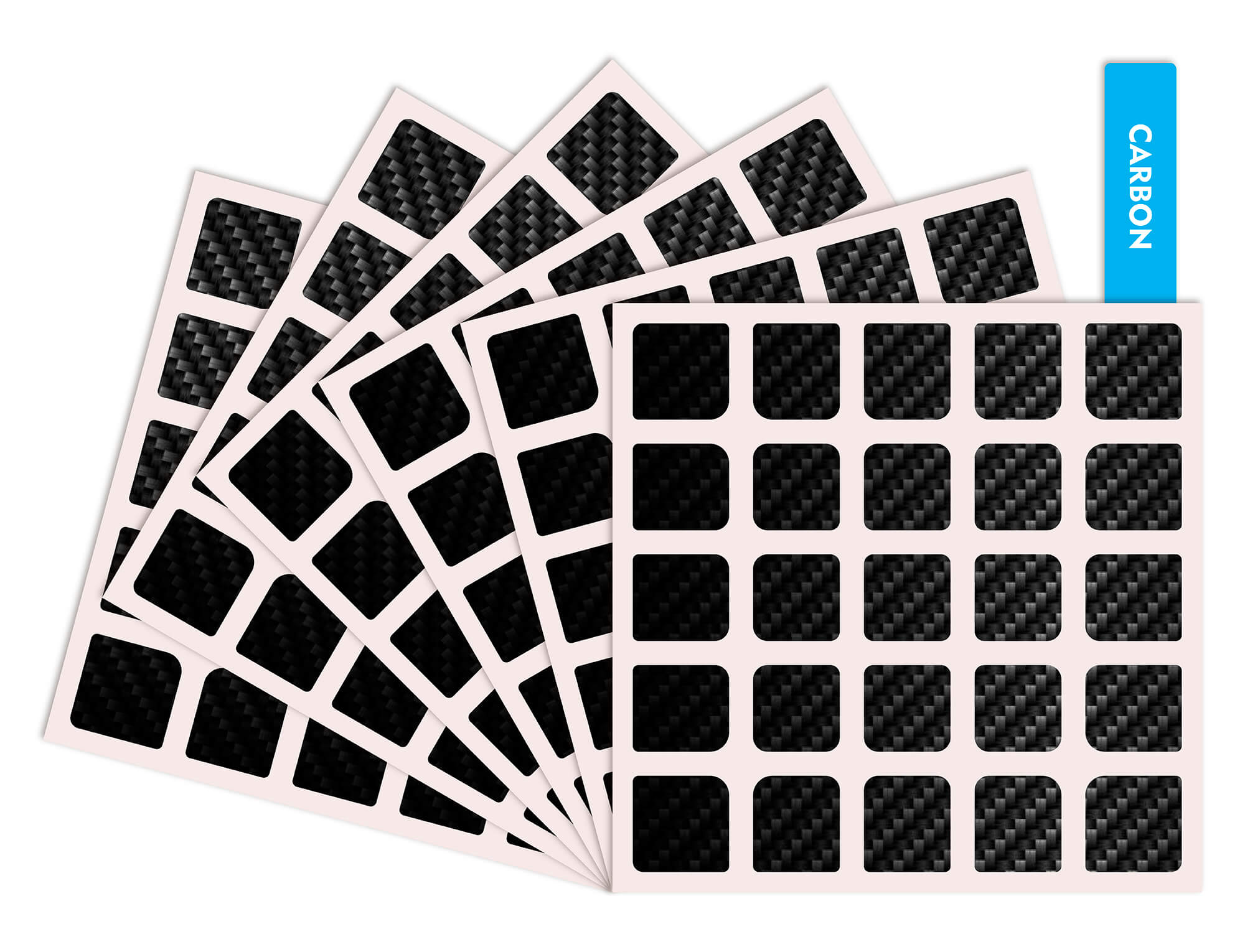 Cubo Mágico 5x5 com adesivos novos aplicados — resultado final do kit de reposição