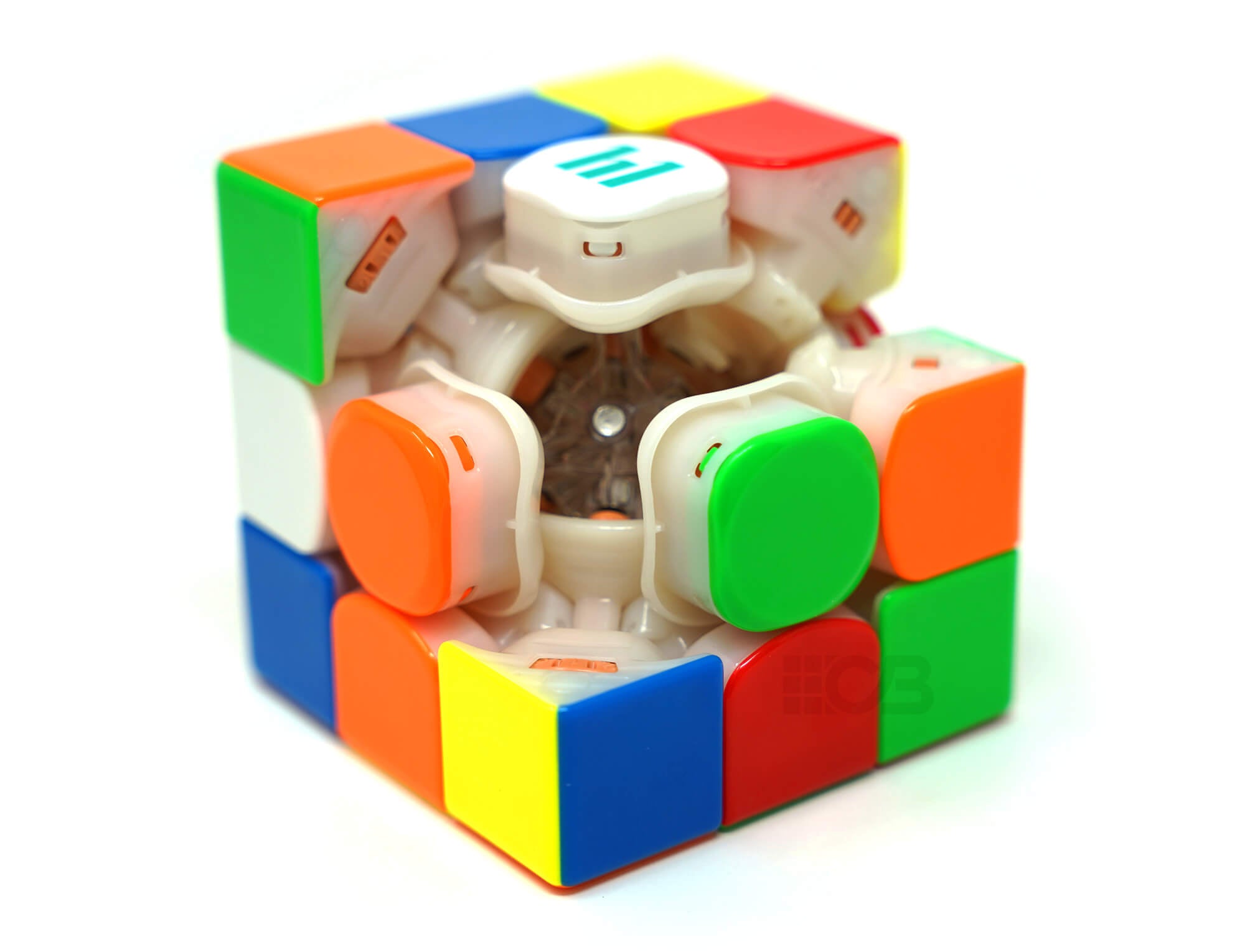 HuaMeng TG 3x3 MoYu — ângulo superior destacando as cores stickerless