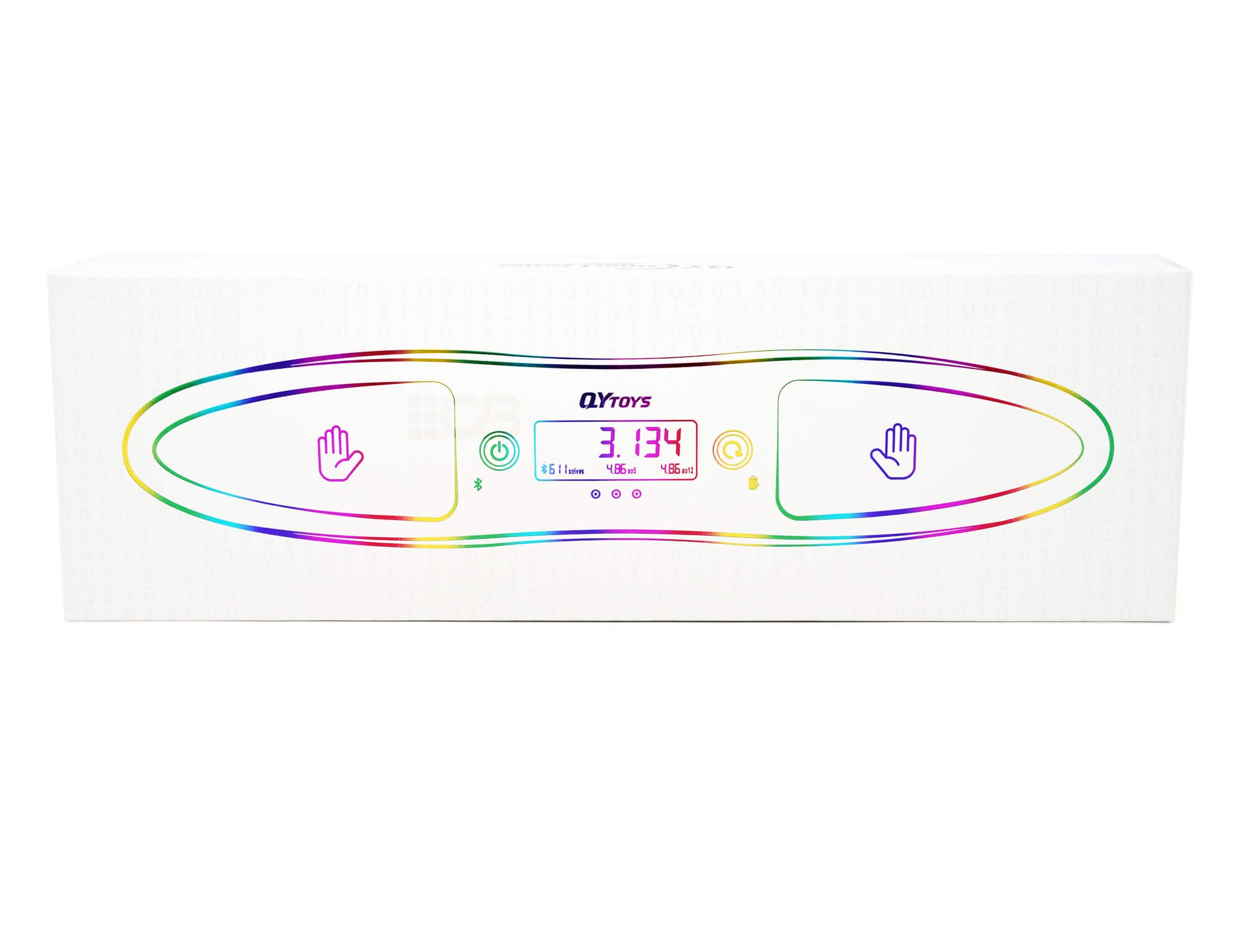 Cronômetro Timer Bluetooth QiYi com cubo mágico ao fundo em uso de treino