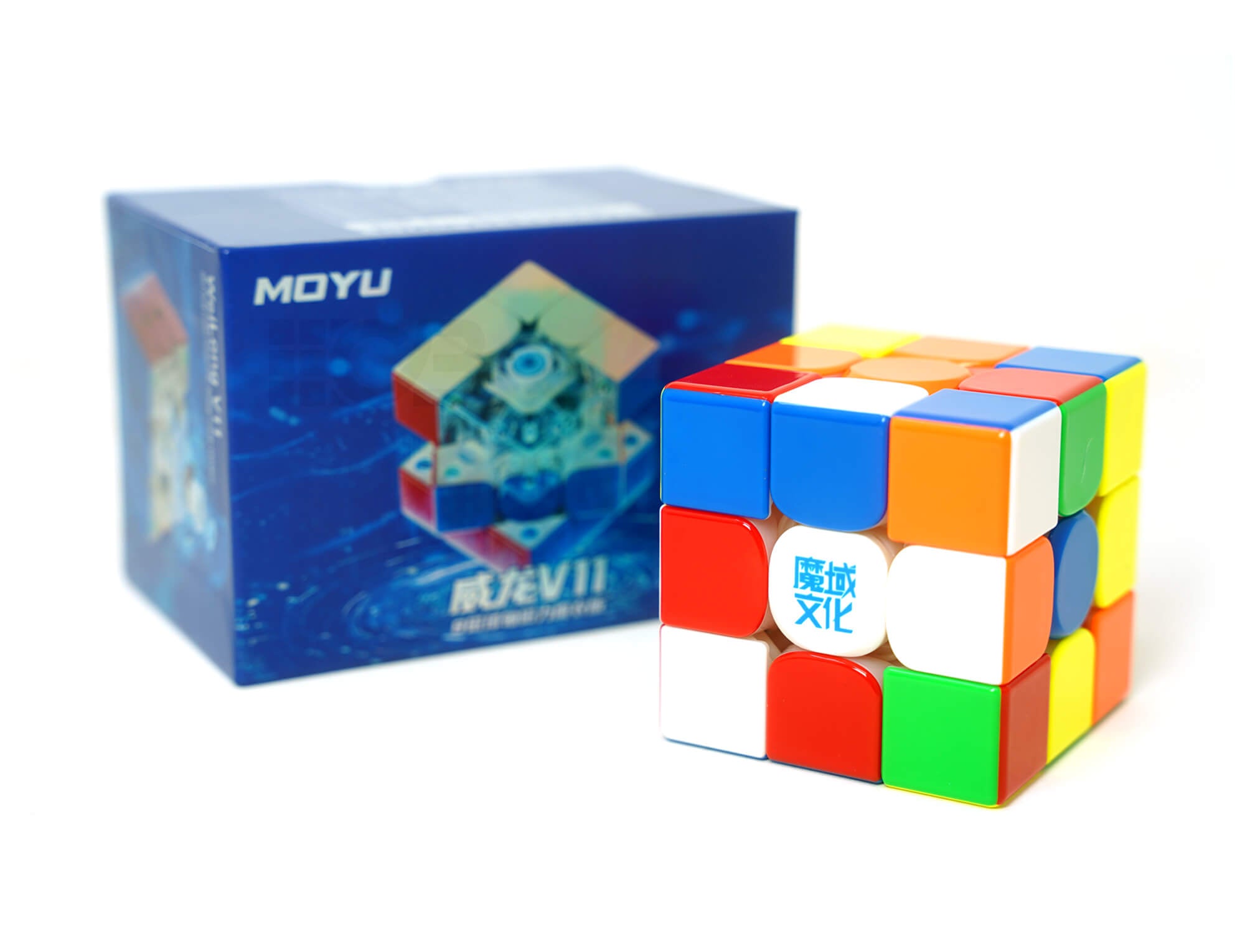 Cubo Mágico MoYu WRM V11 stickerless — vista frontal mostrando as três faces principais