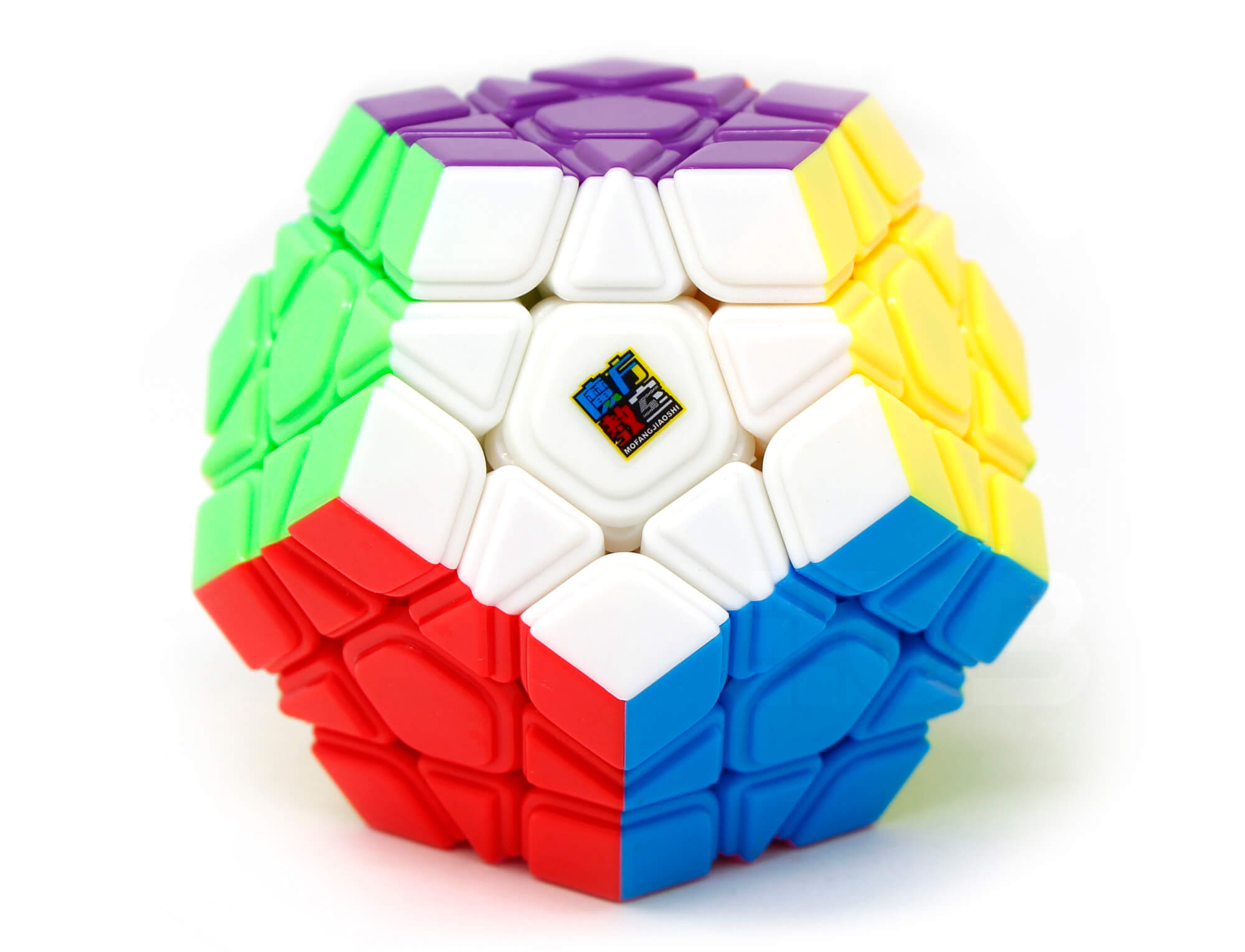 Megaminx Meilong MoYu stickerless — vista frontal mostrando as doze faces coloridas