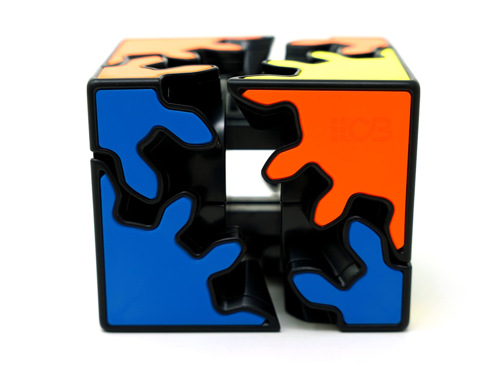 Gear Shift 2x2 HelloCube visto de cima com as faces coloridas visíveis